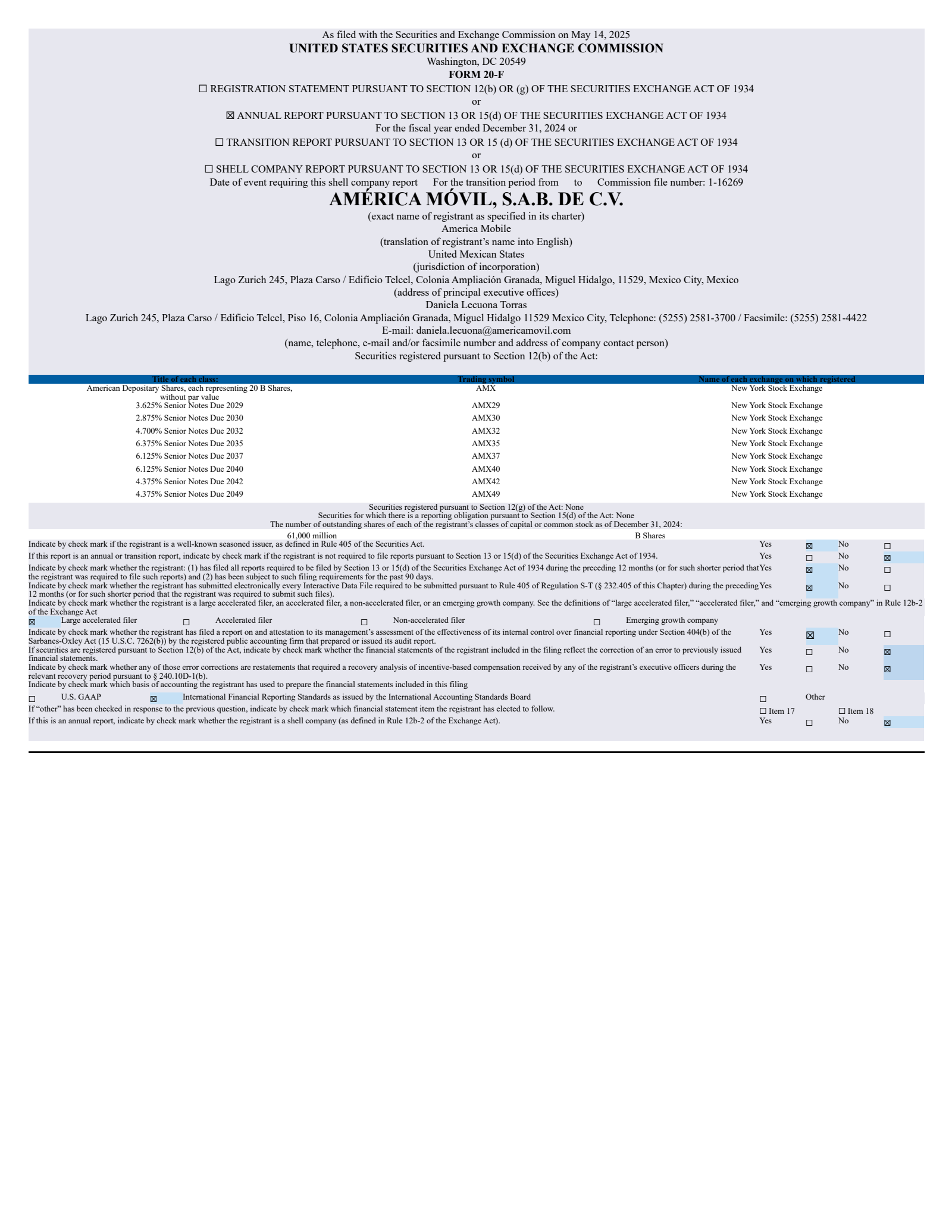 America Movil's Q4 2024 Annual Report