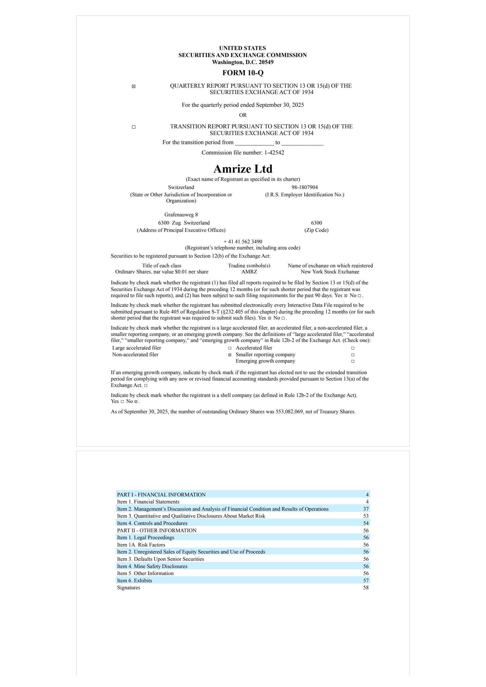 Amrize's Q3 2025 Quarterly Report