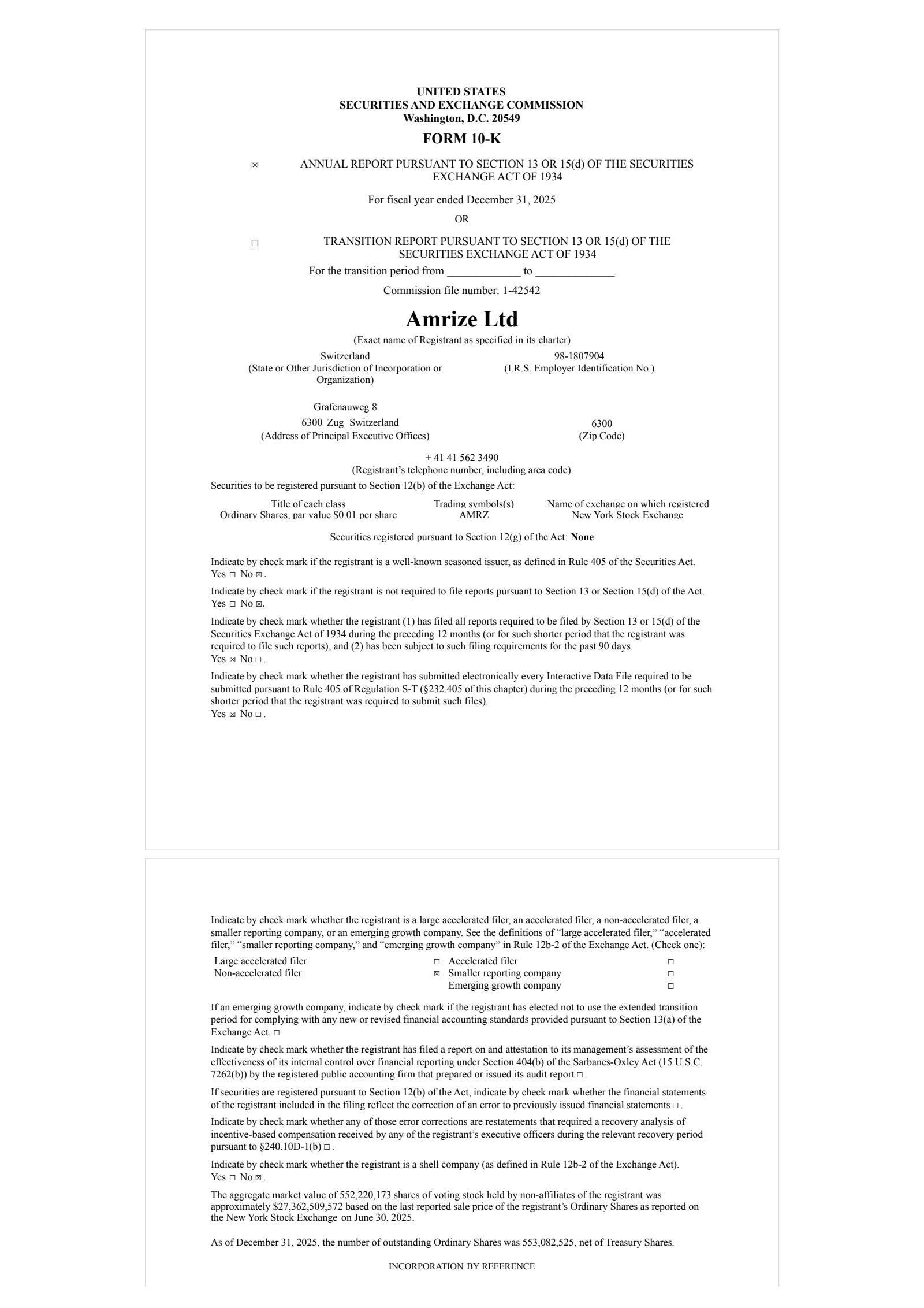 Amrize's Q4 2025 Annual report