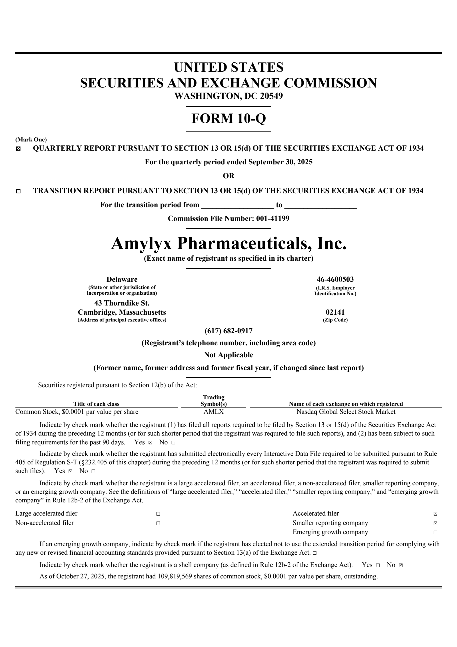 Amylyx Pharmaceuticals' Q3 2025 Quarterly Report