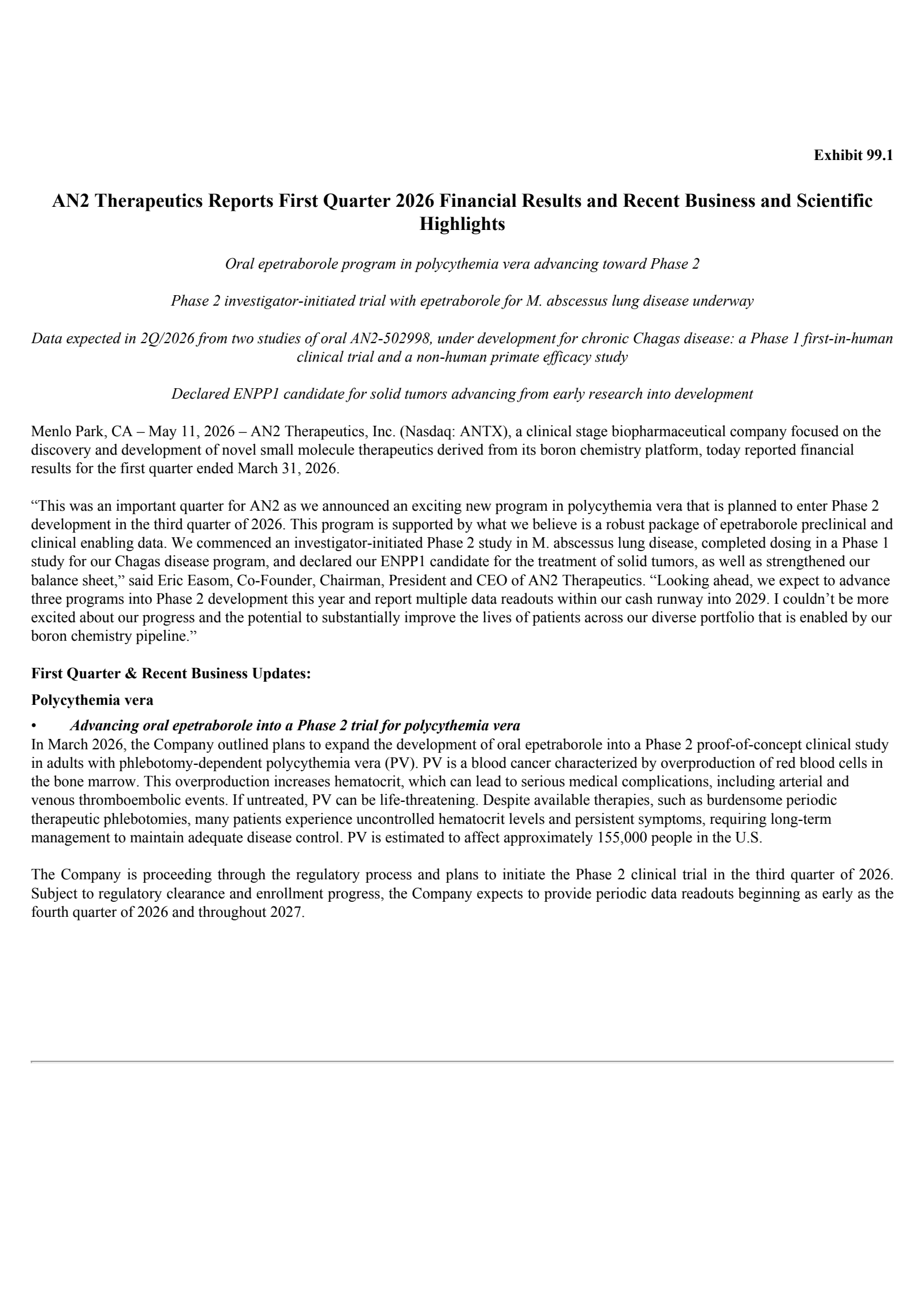 Anthem's Q1 2026 Press Release
