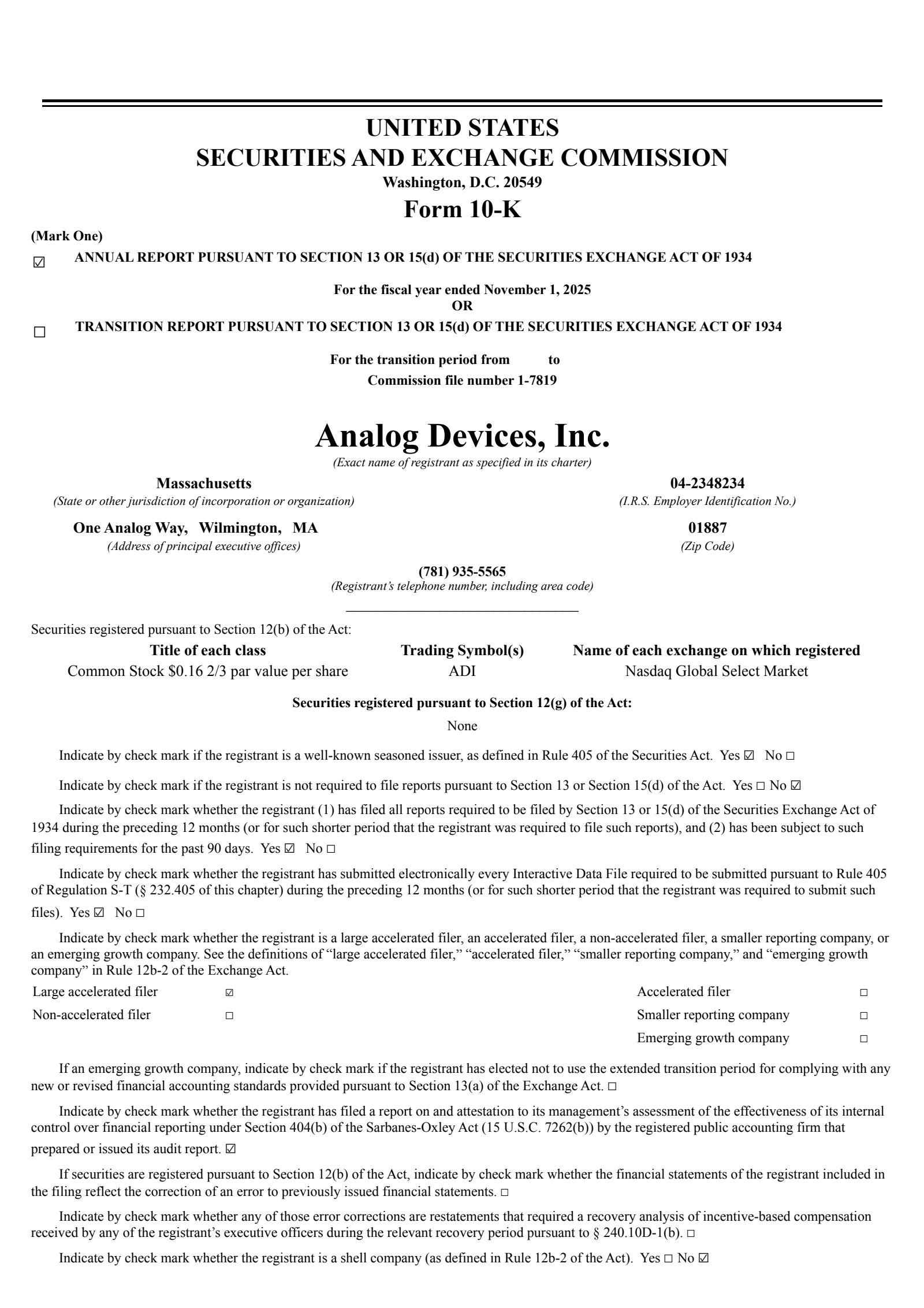 Analog Devices' Q4 2025 Annual Report