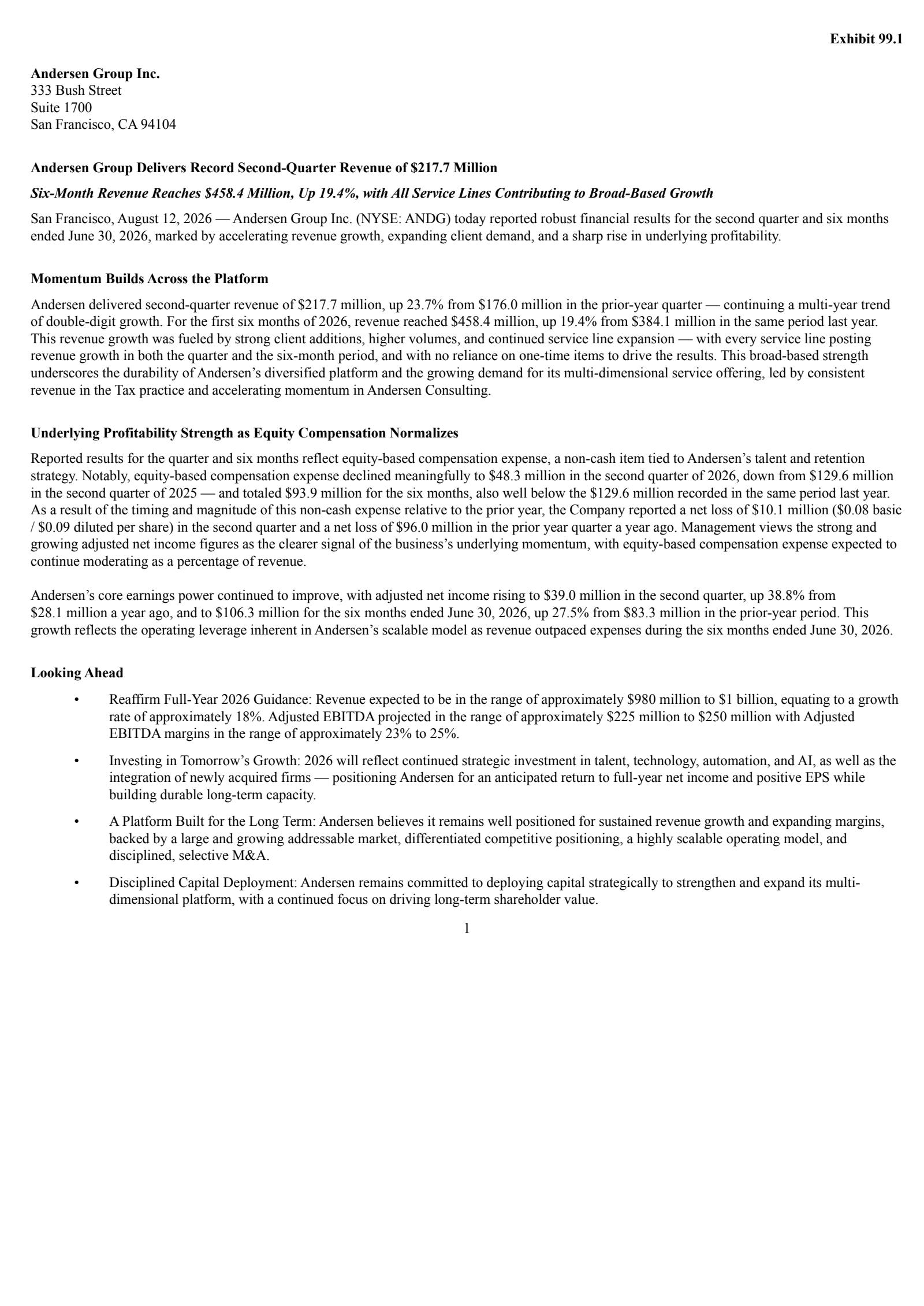 Andersen Group's Q2 2026 Press Release