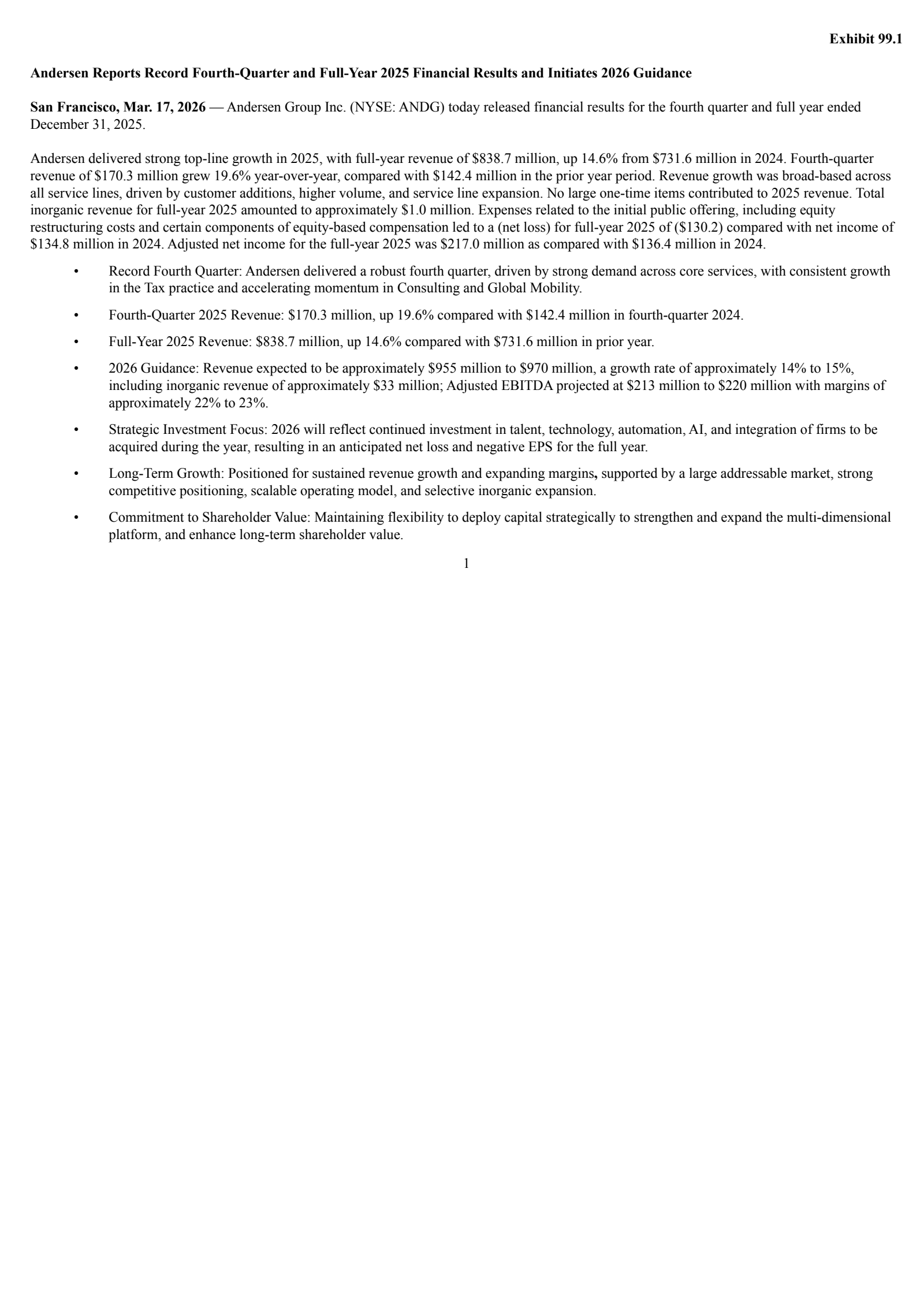 Andersen Group's Q4 2025 Press Release