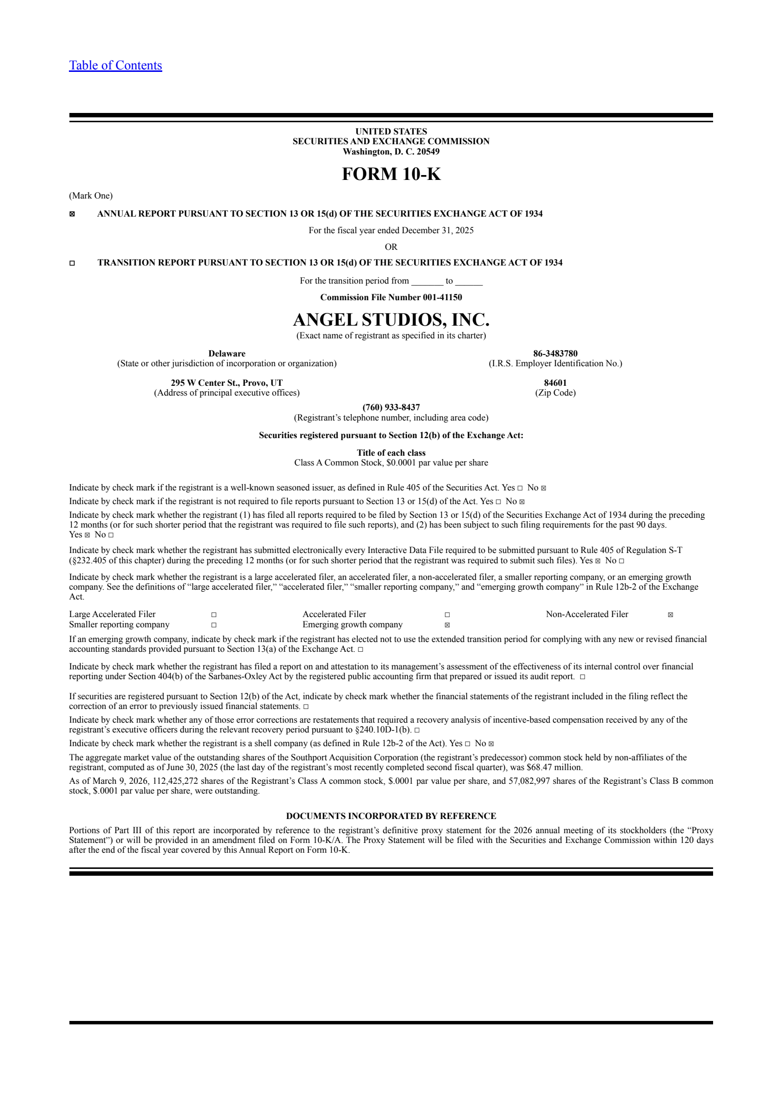 Angel Studios' Q4 2025 Annual report