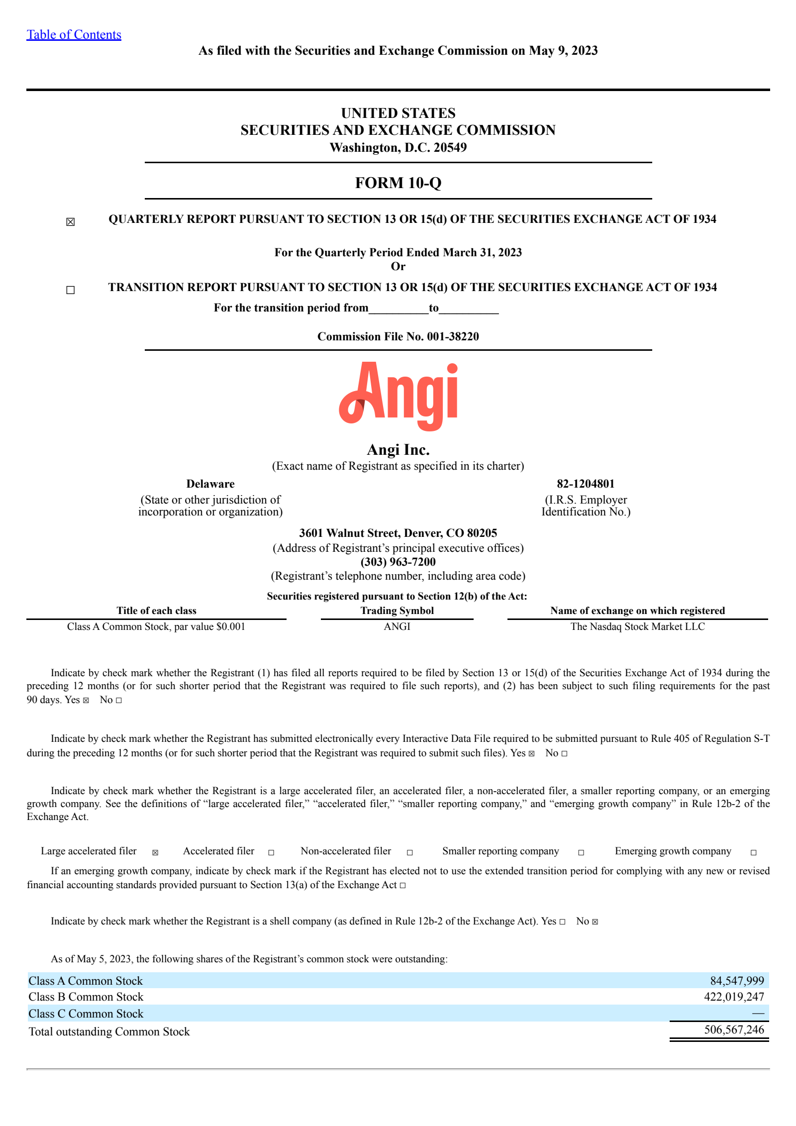 Angi's Q1 2023 Quarterly report