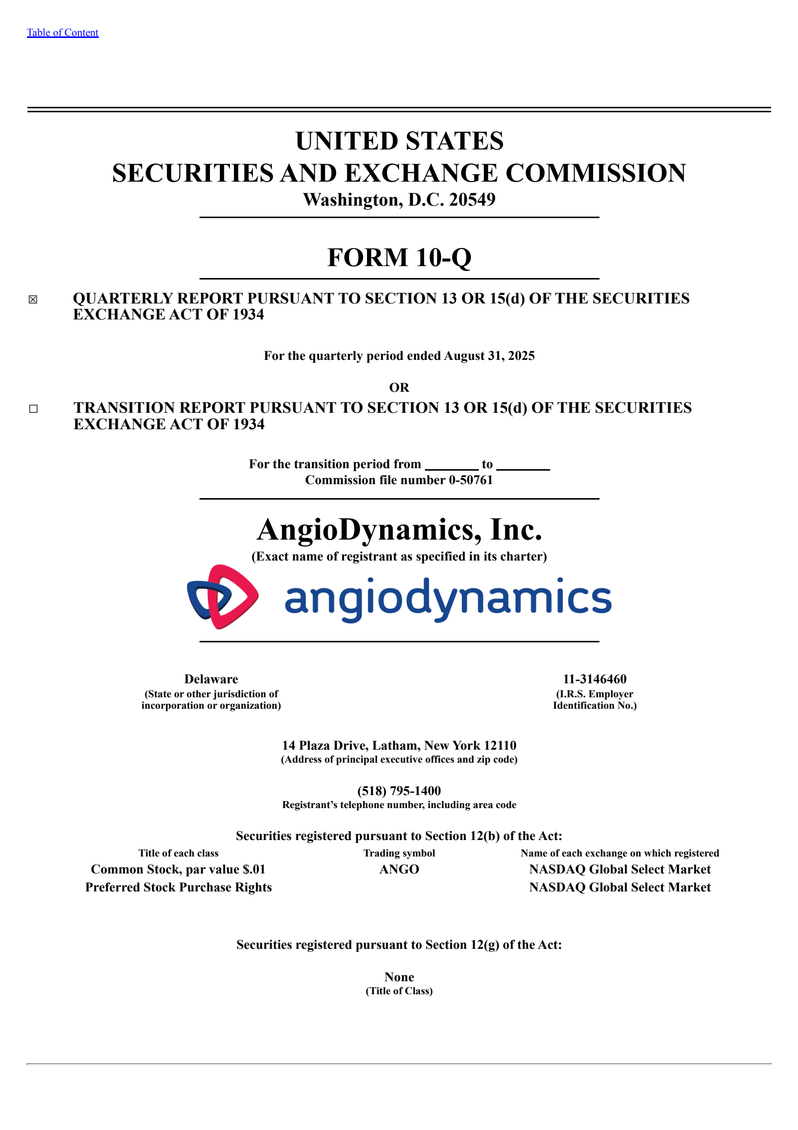 AngioDynamics' Q1 2026 Quarterly Report