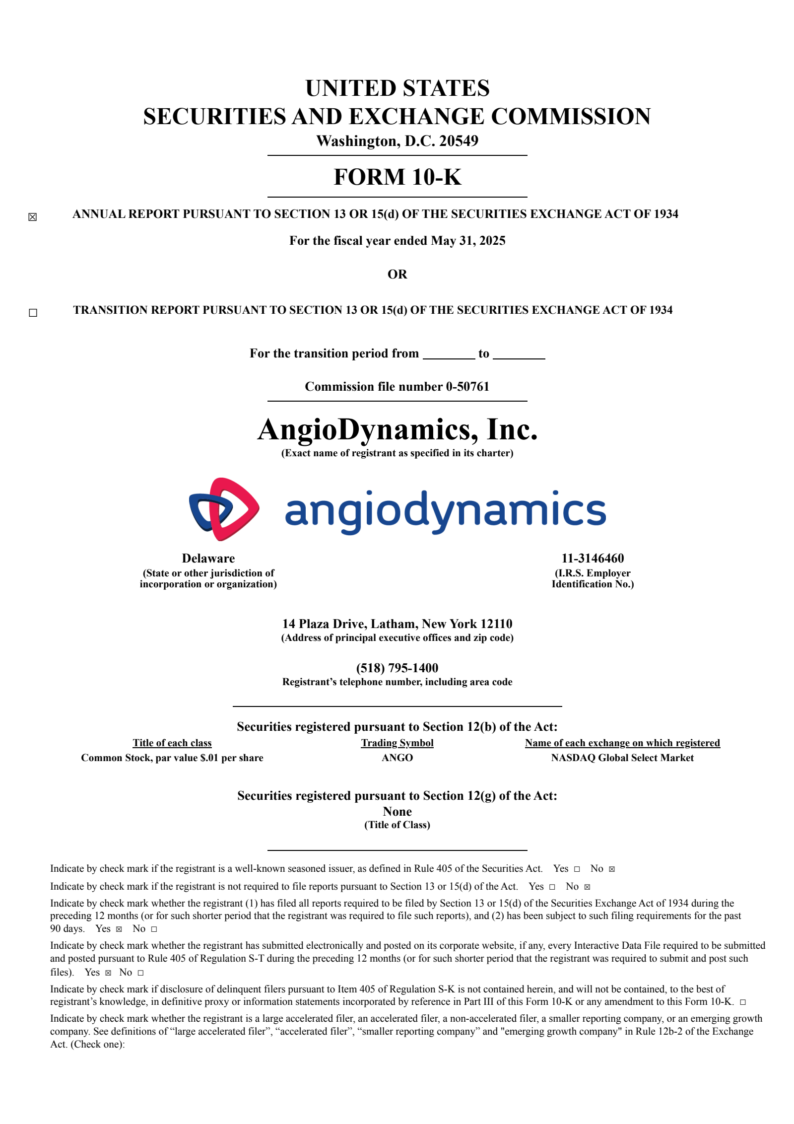 AngioDynamics' Q4 2025 Annual report