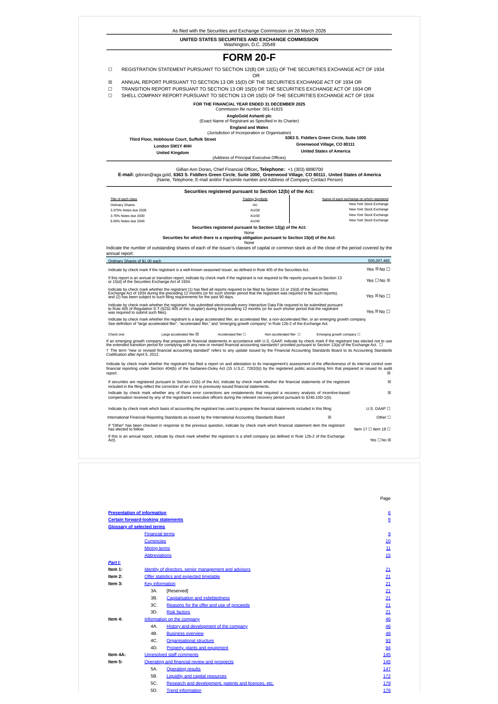 AngloGold Ashanti's Q4 2025 Annual report