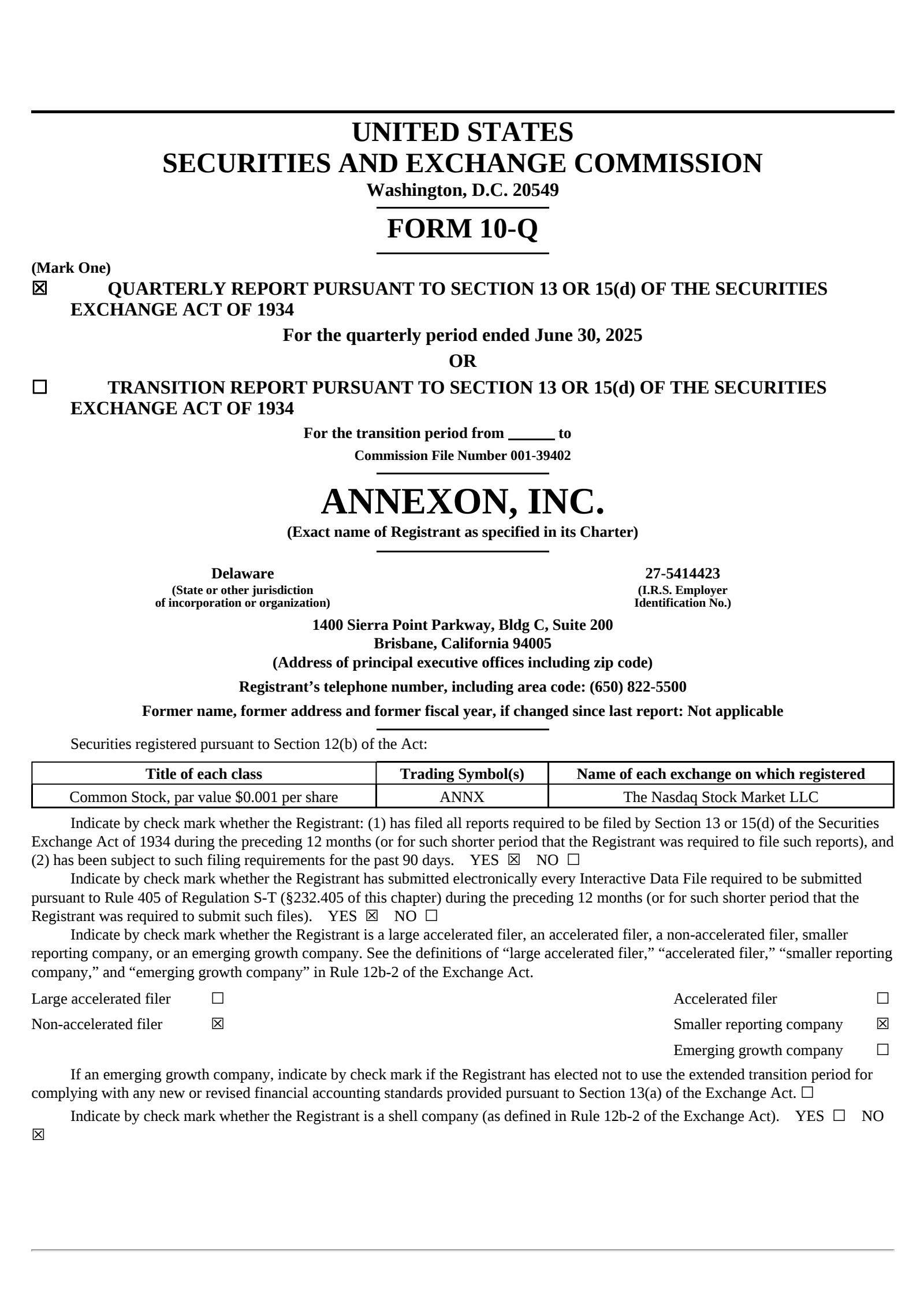 Annexon's Q2 2025 Quarterly report