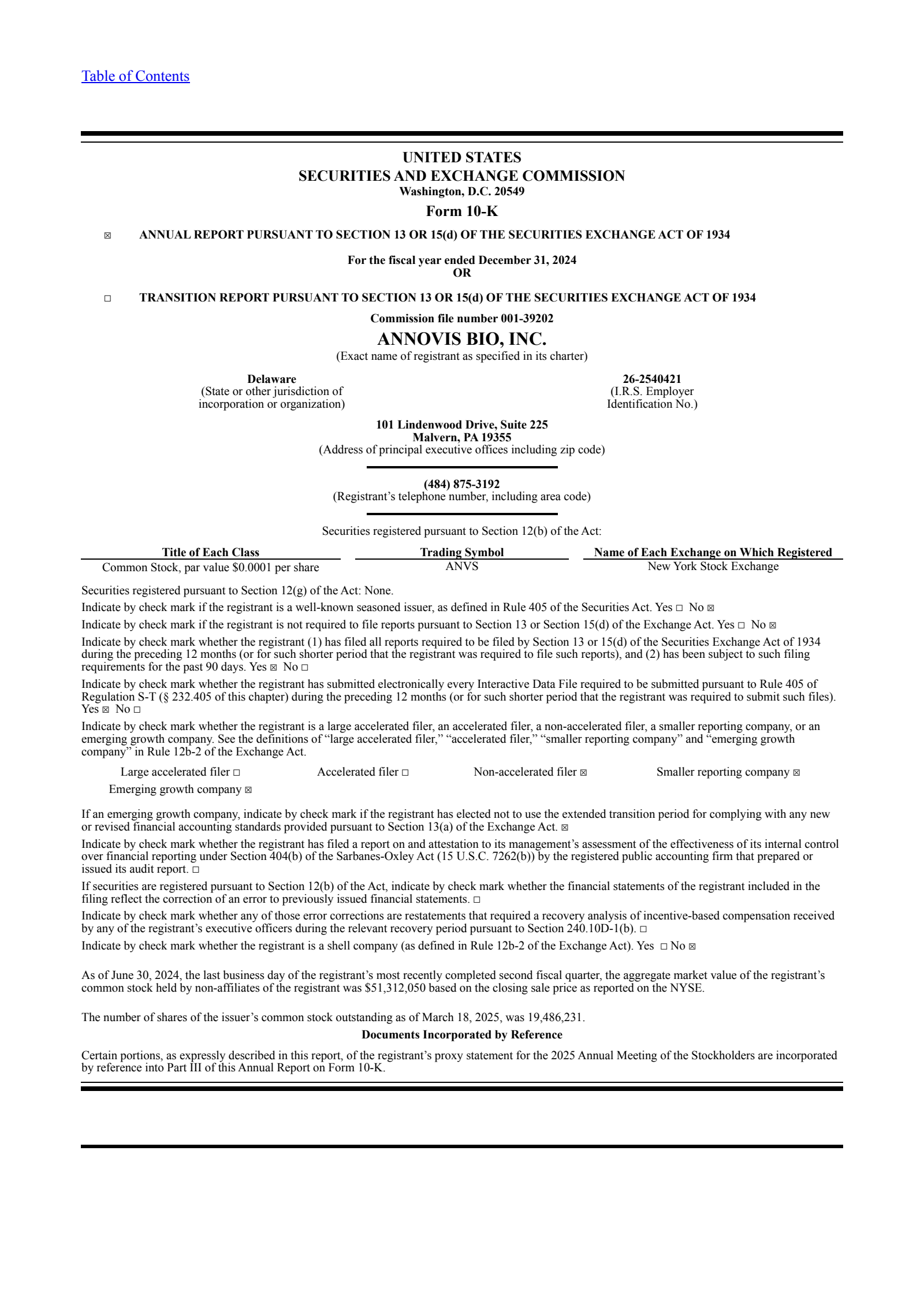Annovis Bio's Q4 2024 Annual report