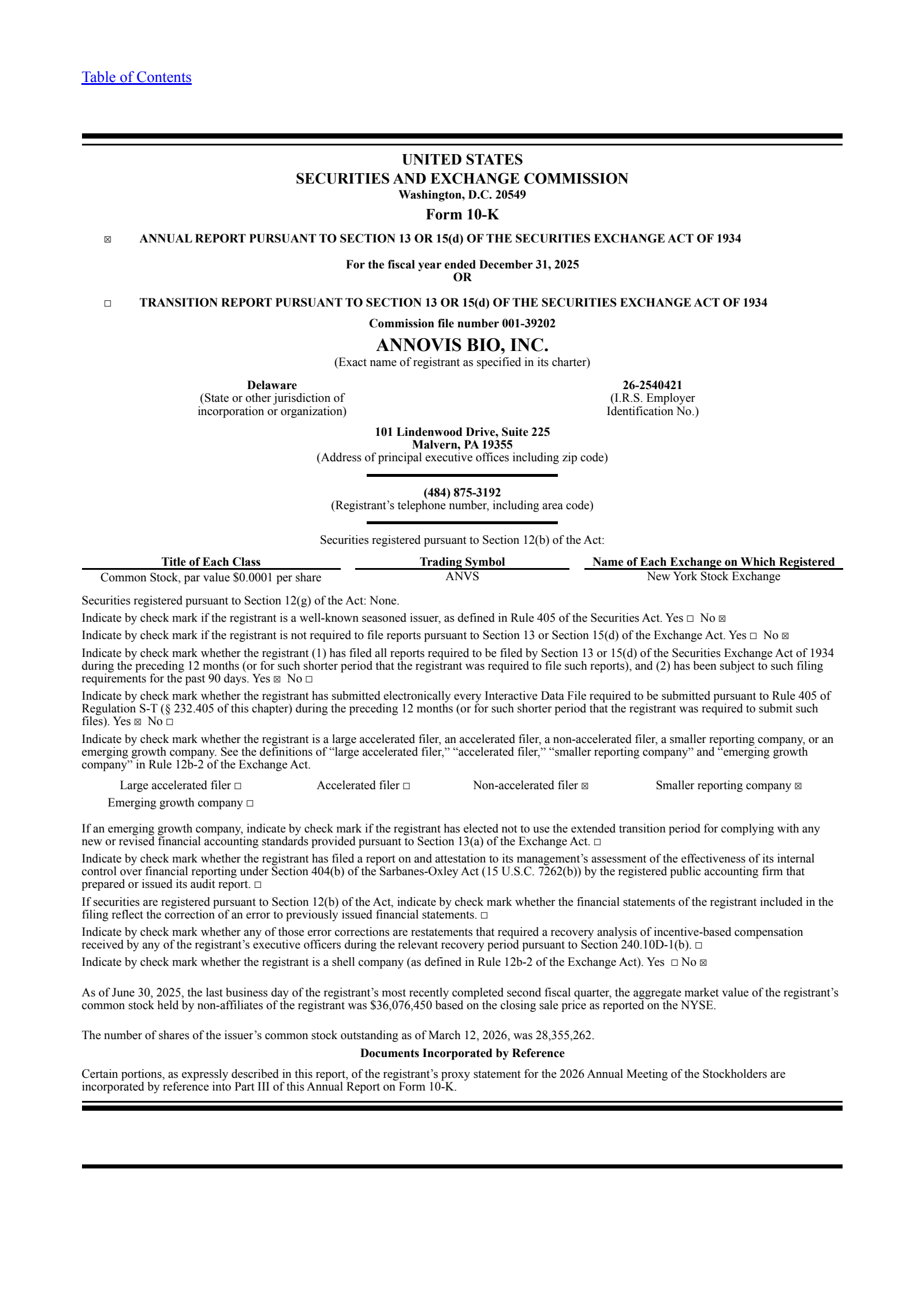 Annovis Bio's Q4 2025 Annual report