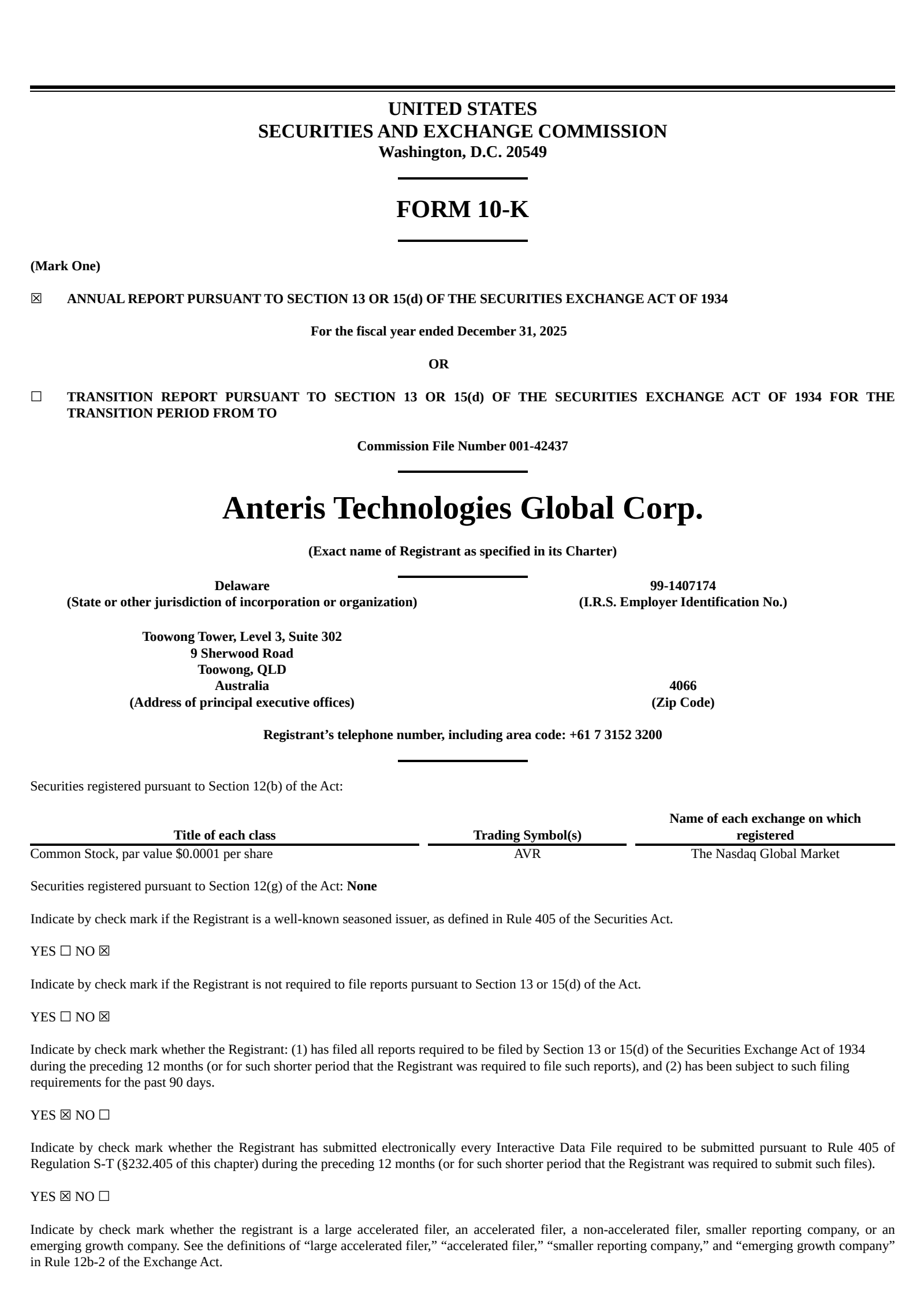 Anteris Technologies Global's H2 2025 Annual report