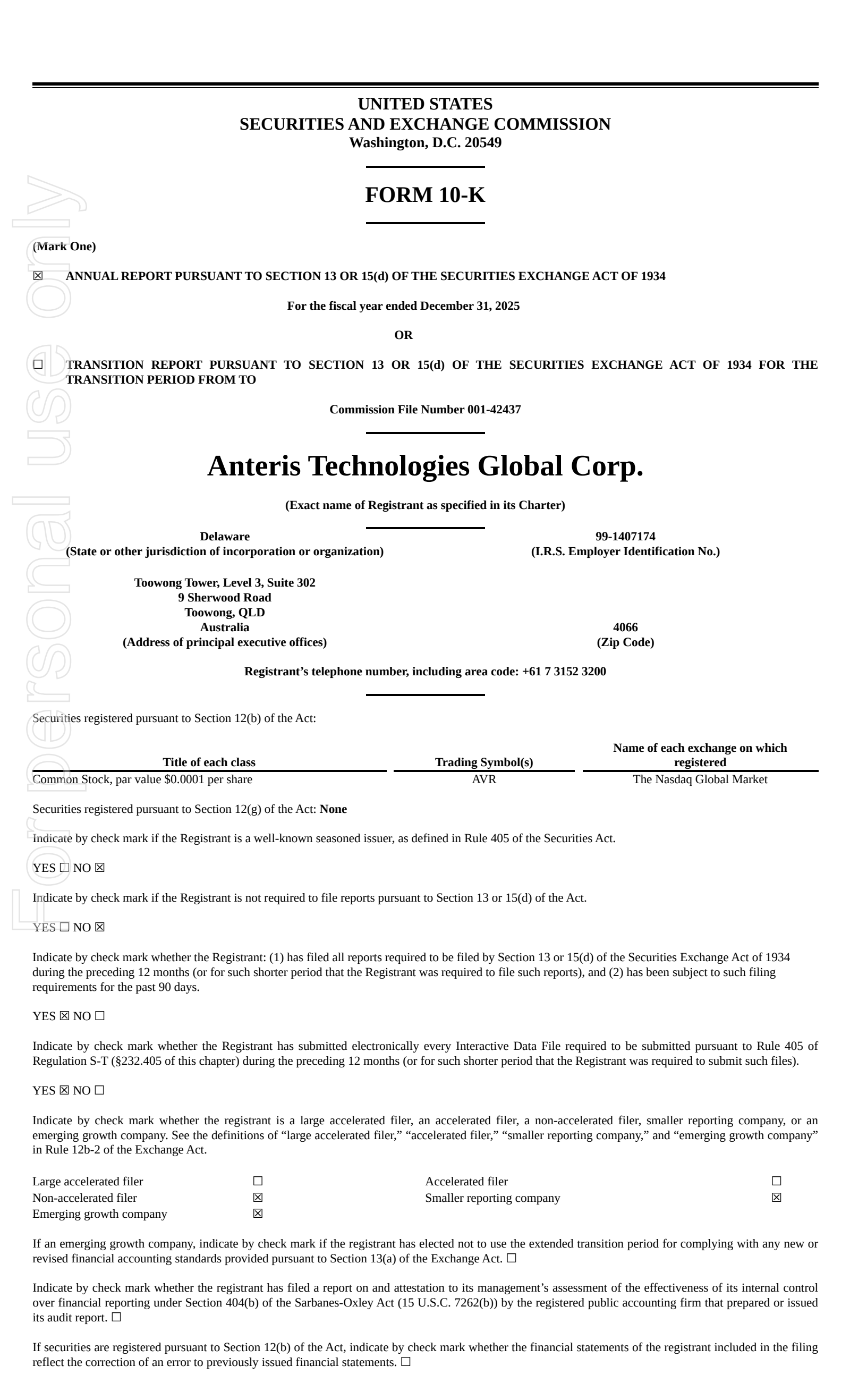 Anteris Technologies Global's H2 2025 Annual report