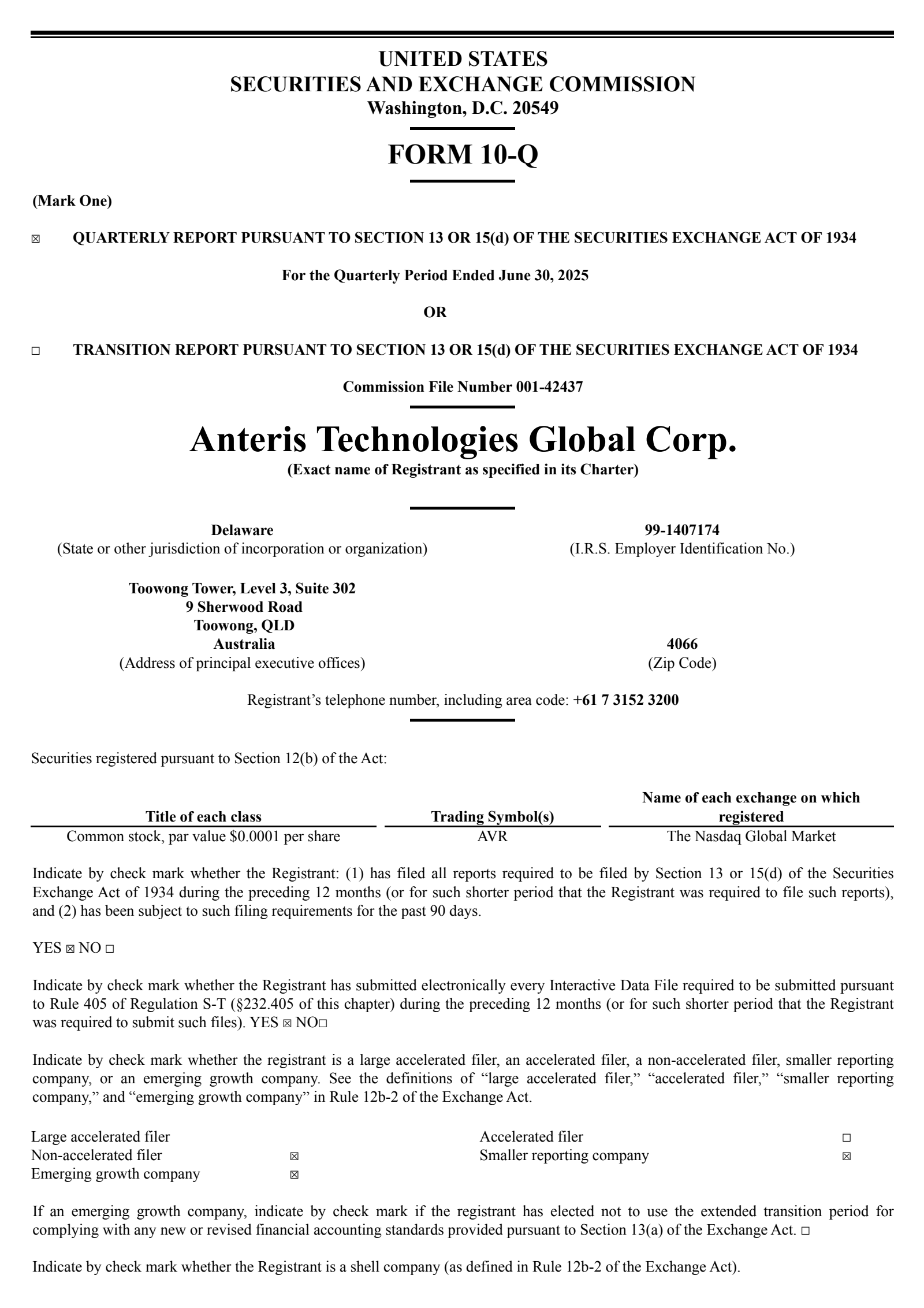 Anteris Technologies Global's Q2 2025 TU Quarterly report