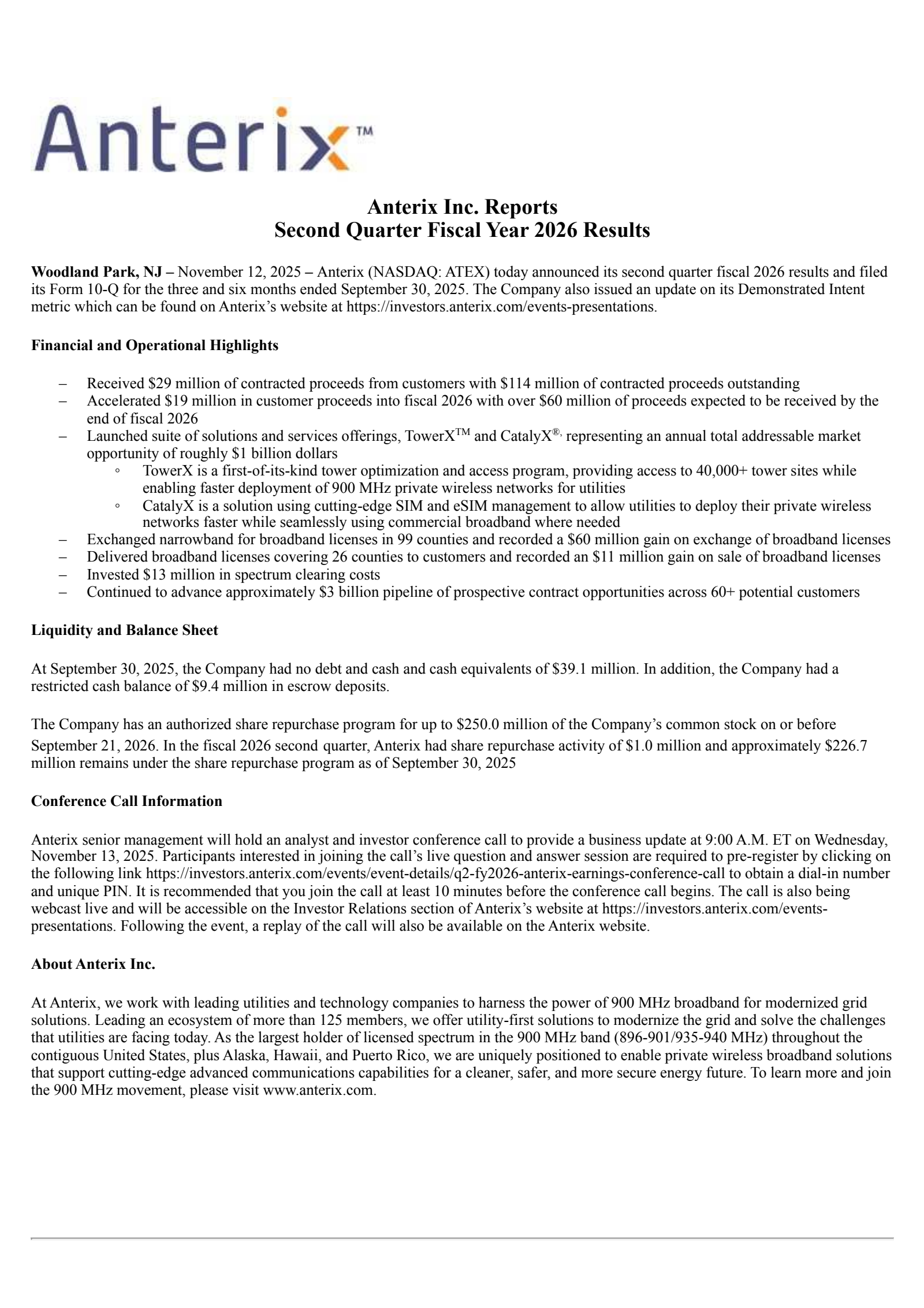 Anterix's Q2 2026 Earnings Release
