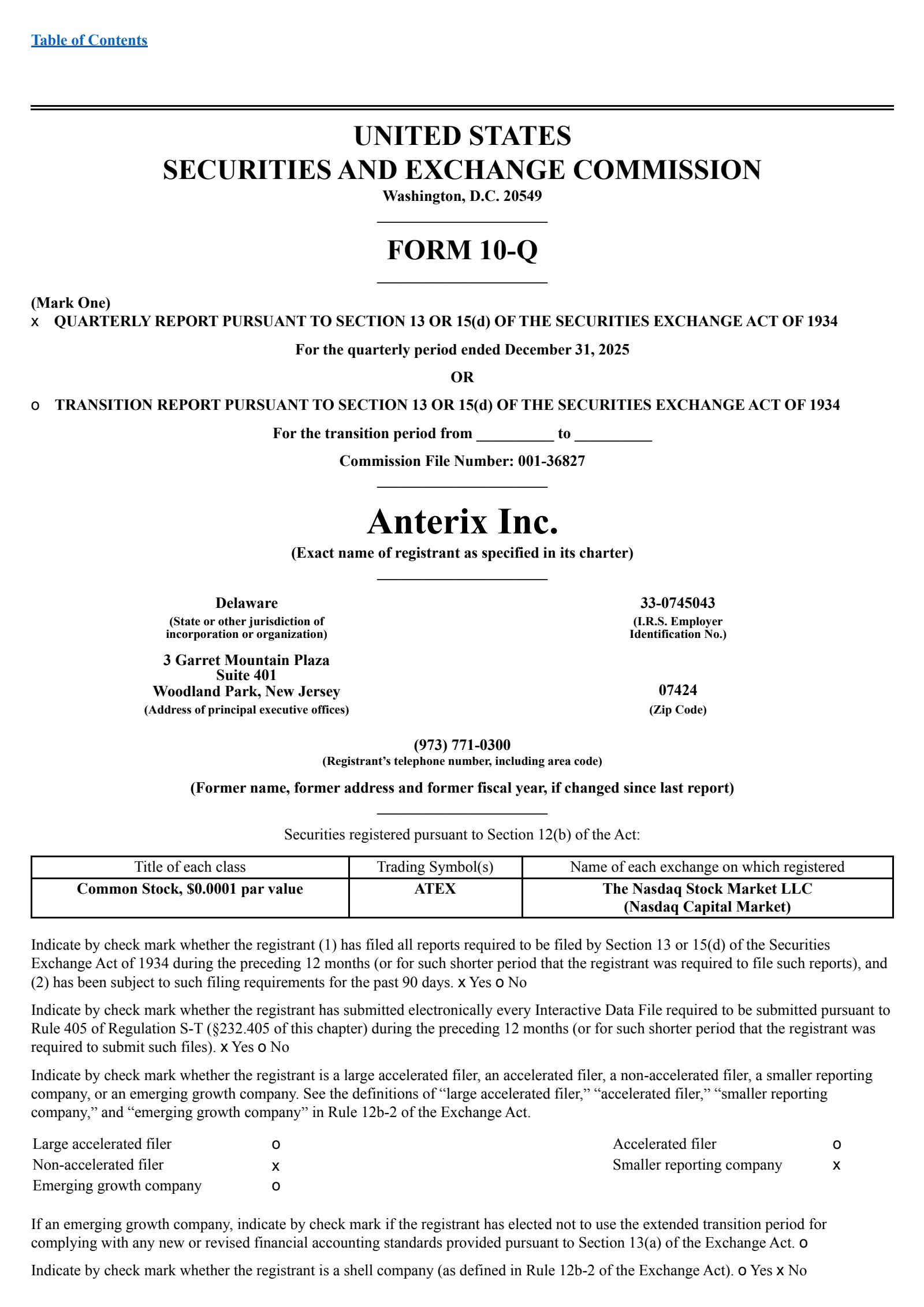Anterix's Q3 2026 Quarterly report