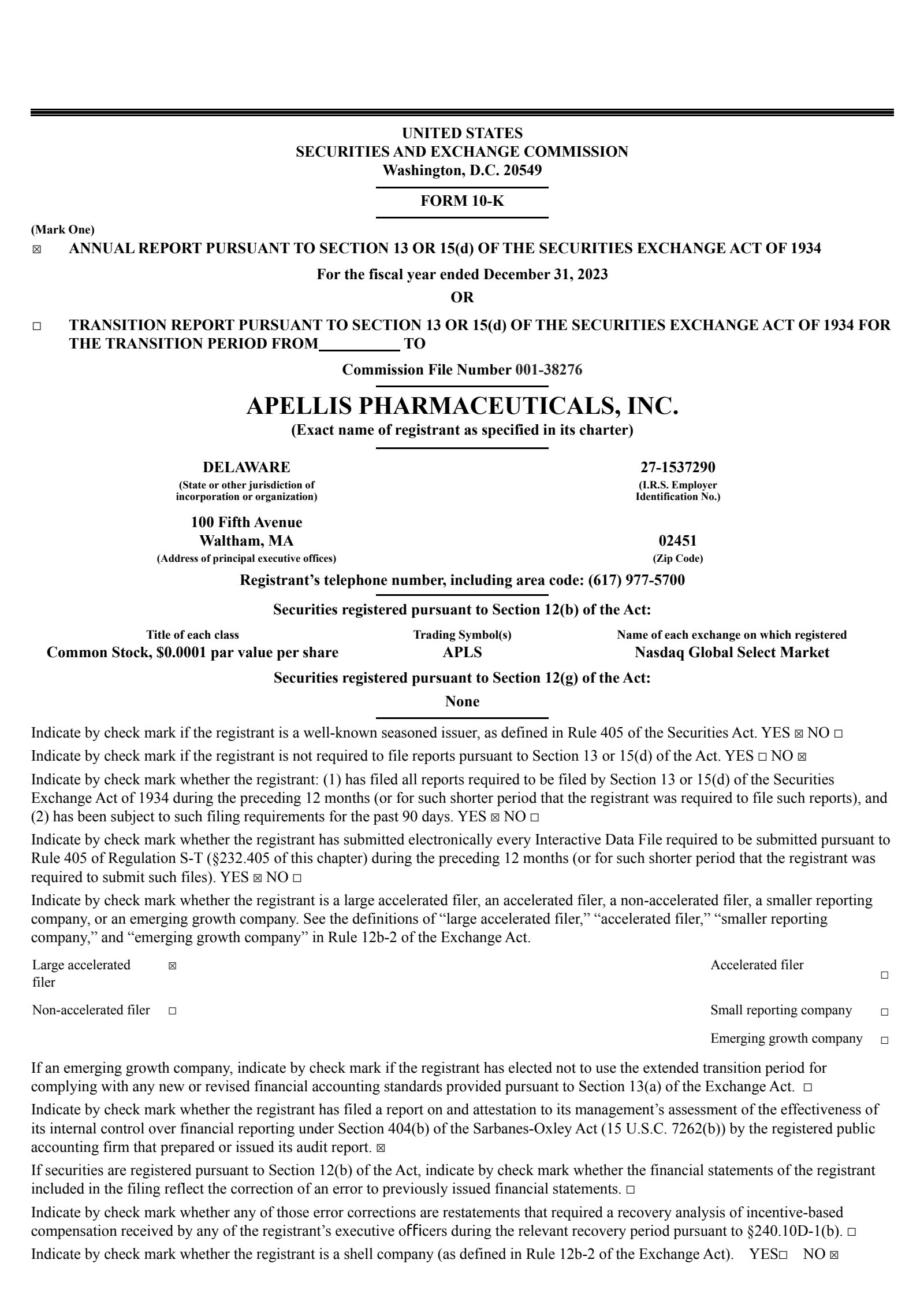 Apellis Pharmaceuticals' Q4 2023 Annual report