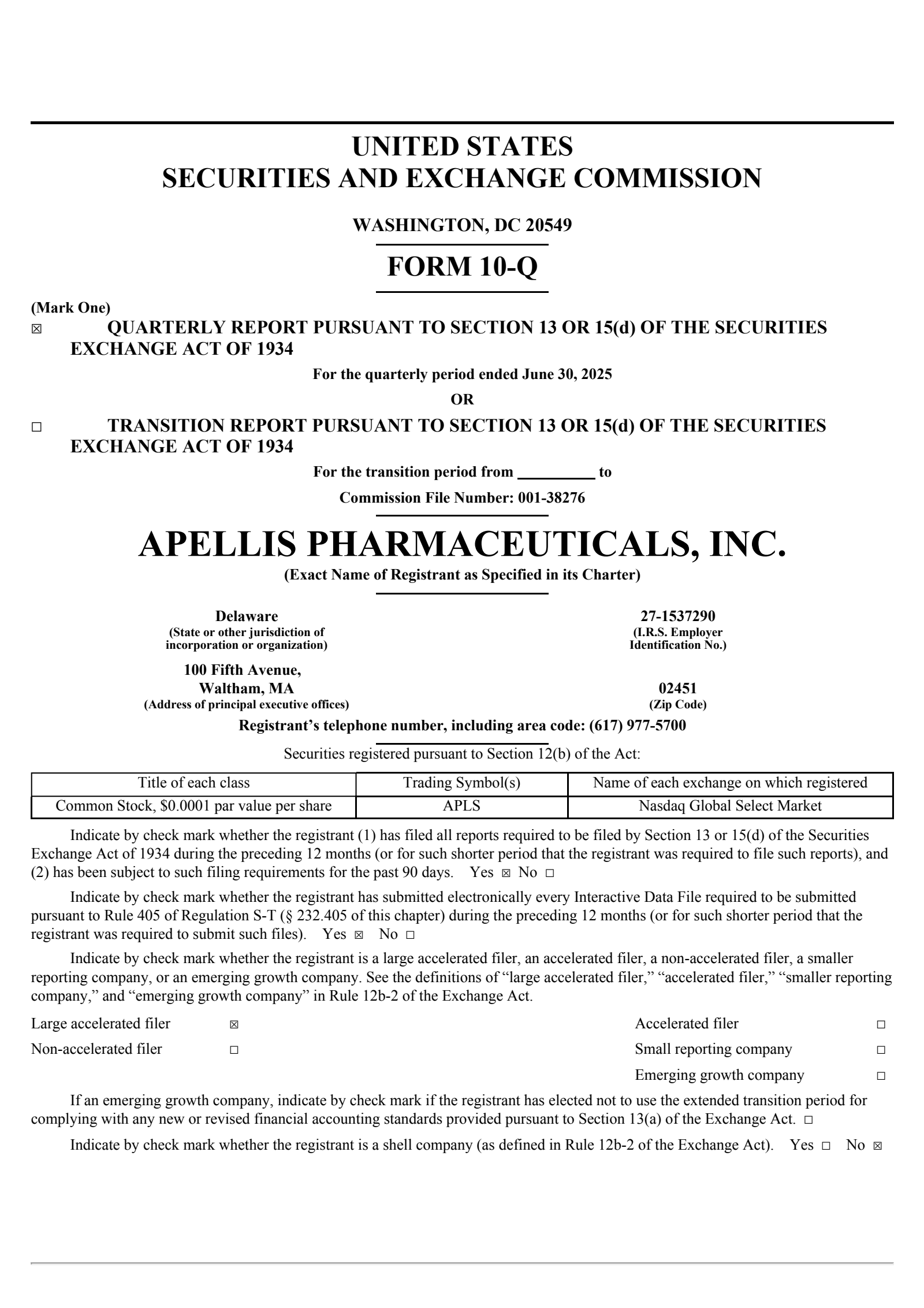 Apellis Pharmaceuticals' Q2 2025 Quarterly report