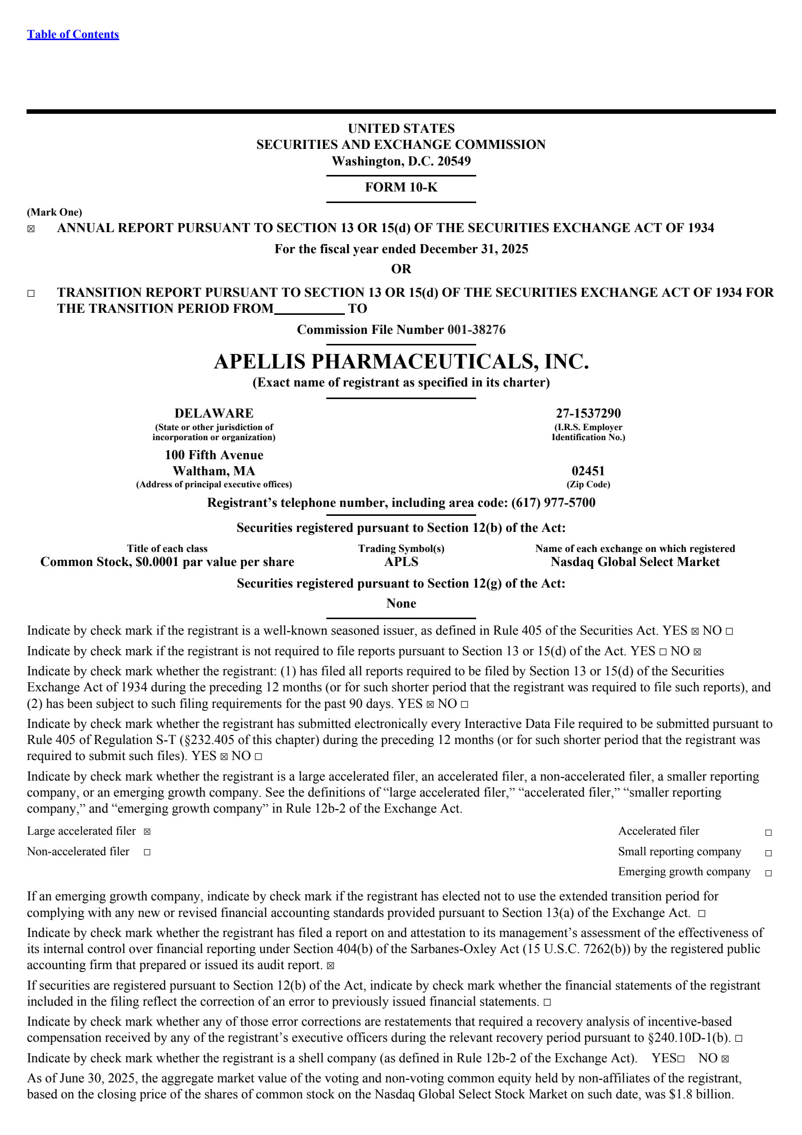 Apellis Pharmaceuticals' Q4 2025 Annual report
