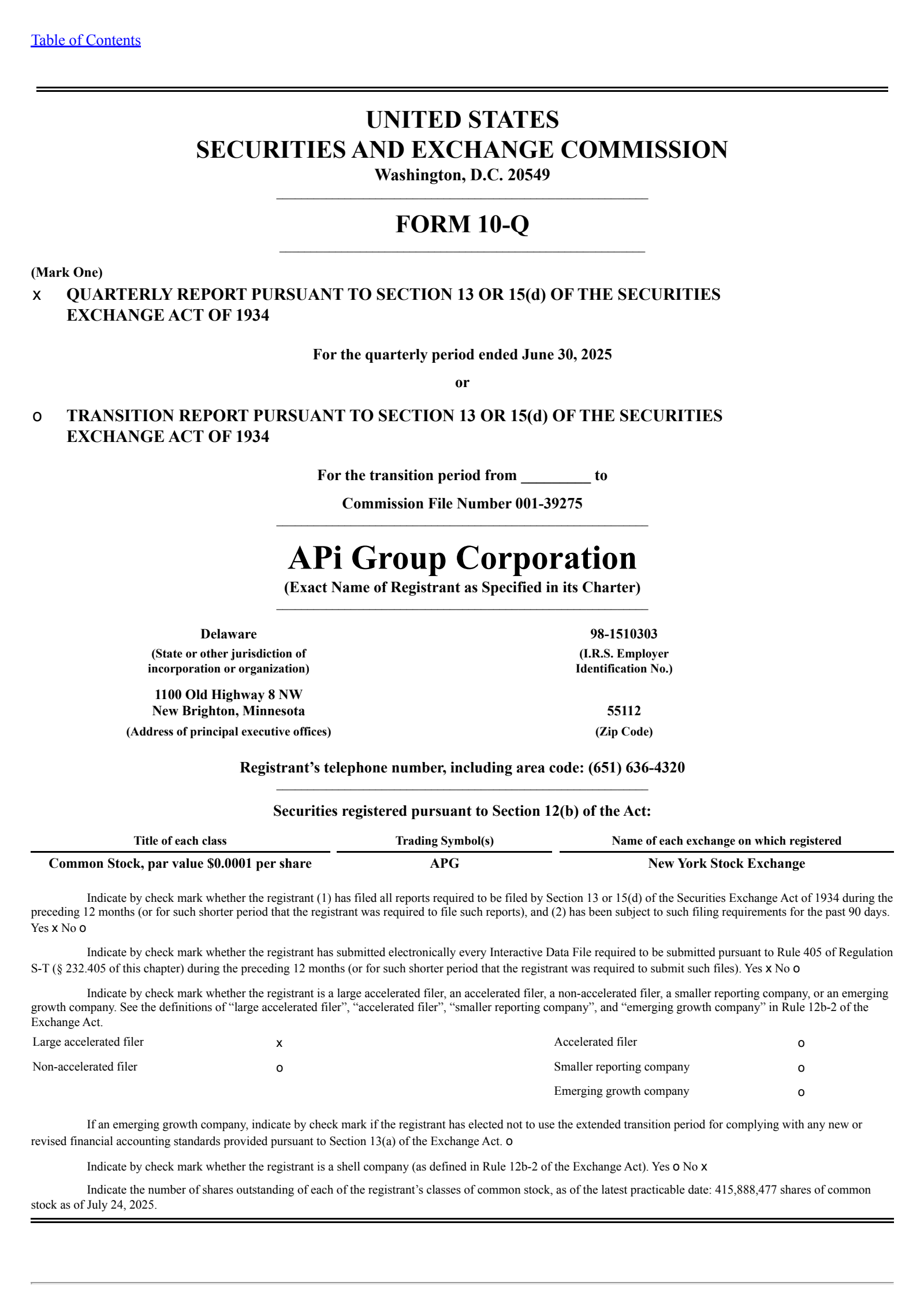 APi Group's Q2 2025 Quarterly report