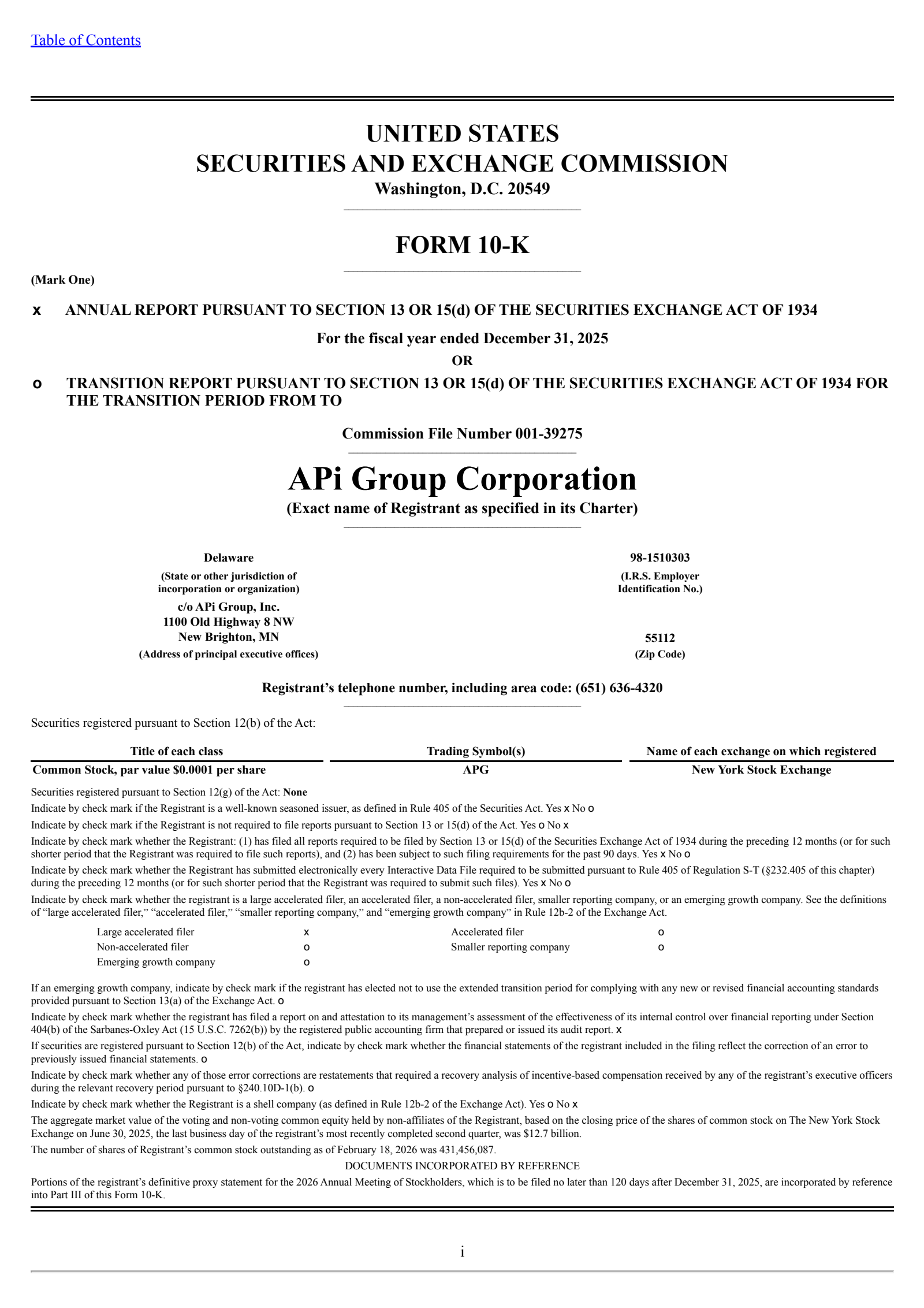 APi Group's Q4 2025 Annual report