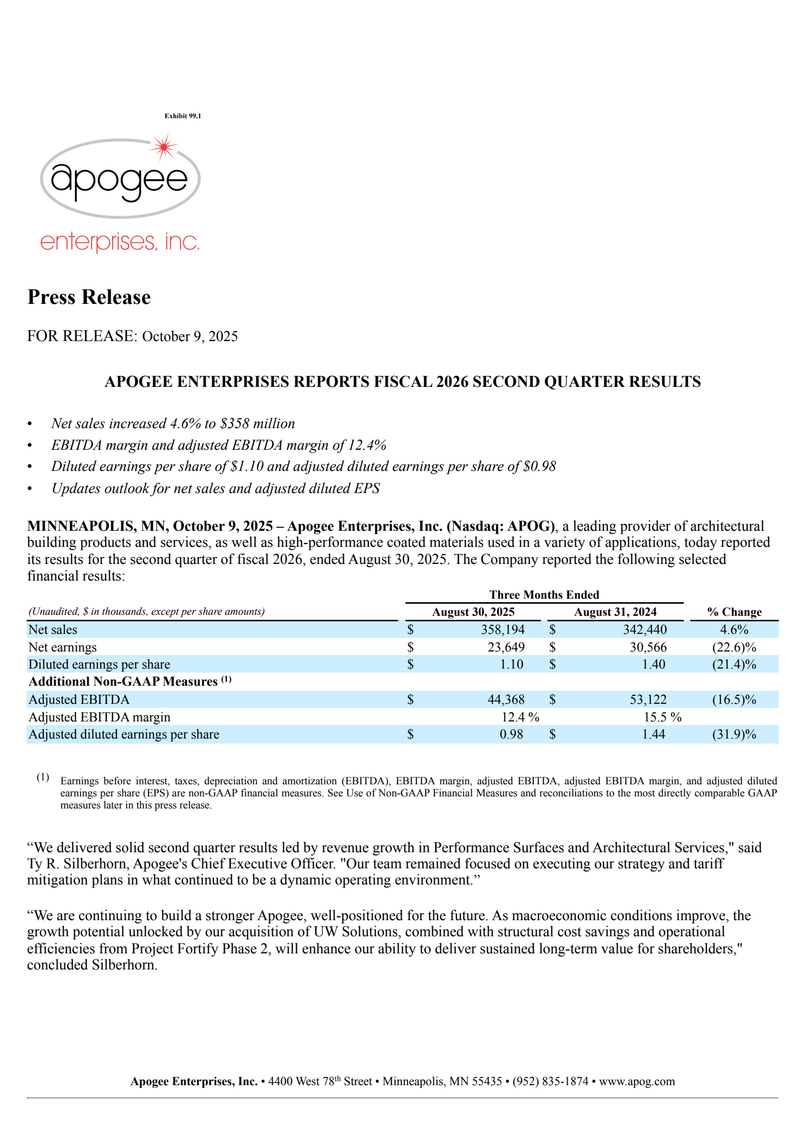 Apogee Enterprises' Q2 2026 Earnings Release