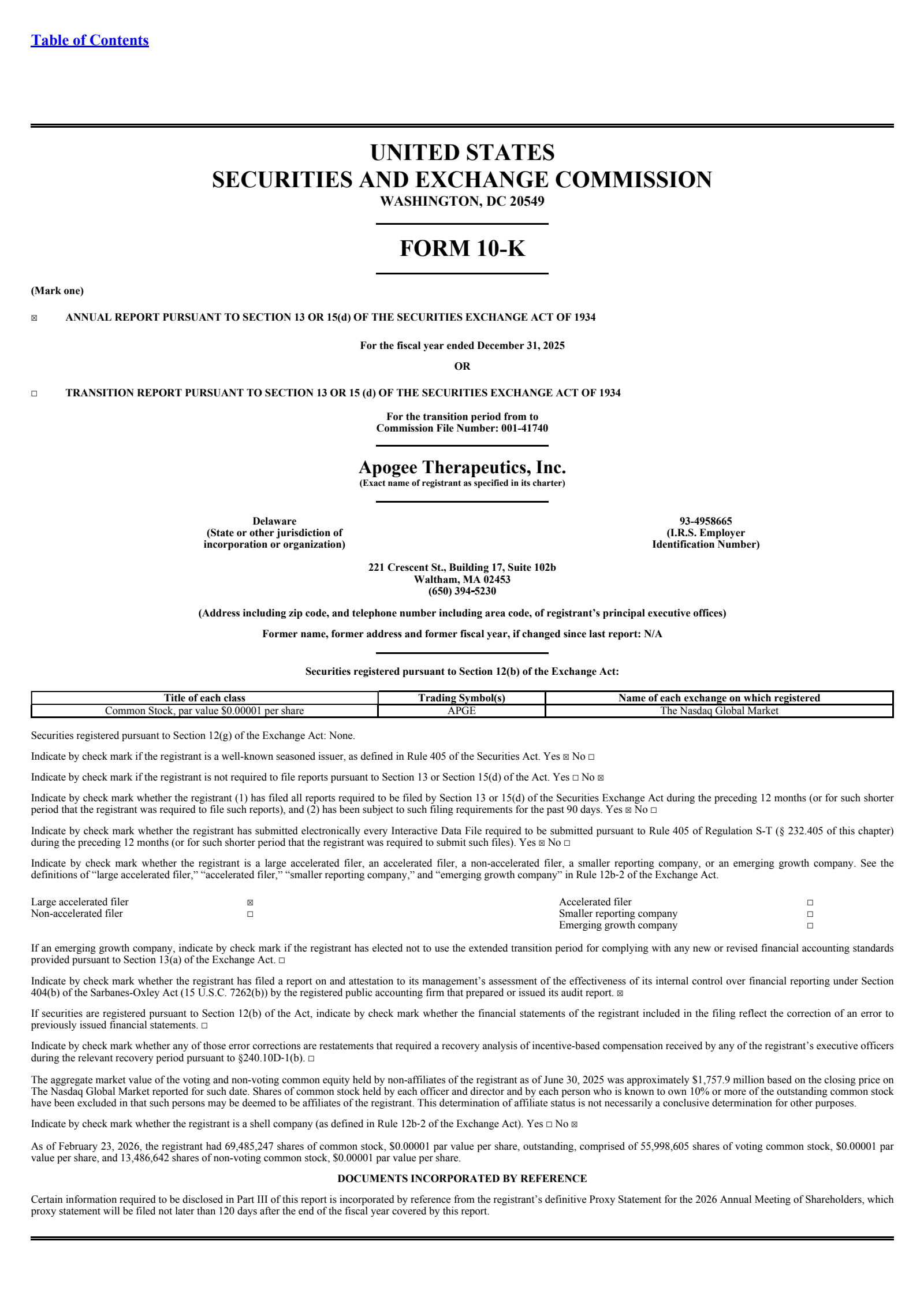 Apogee Therapeutics' Q4 2025 Annual report