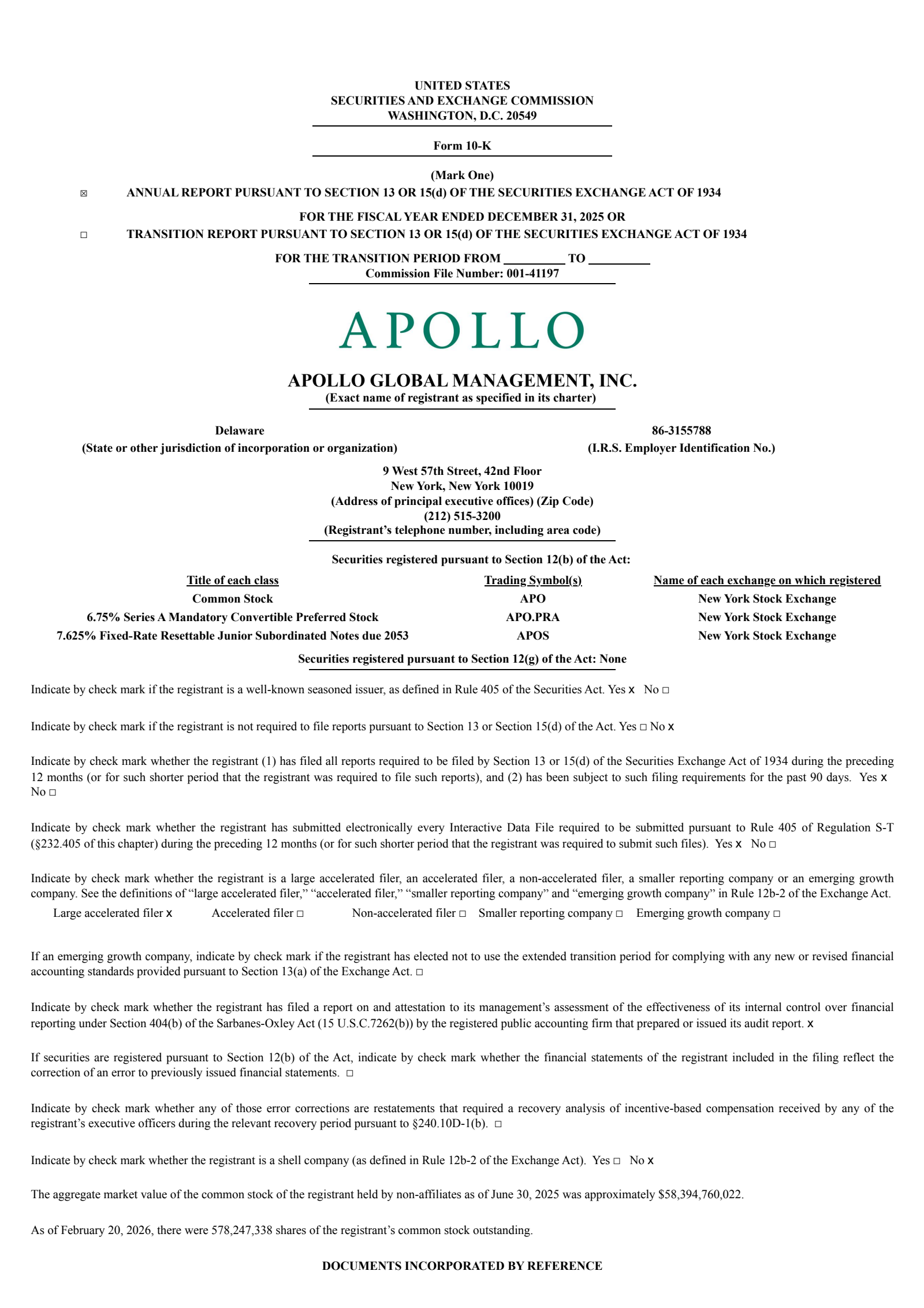 Apollo Global Management's Q4 2025 Annual report