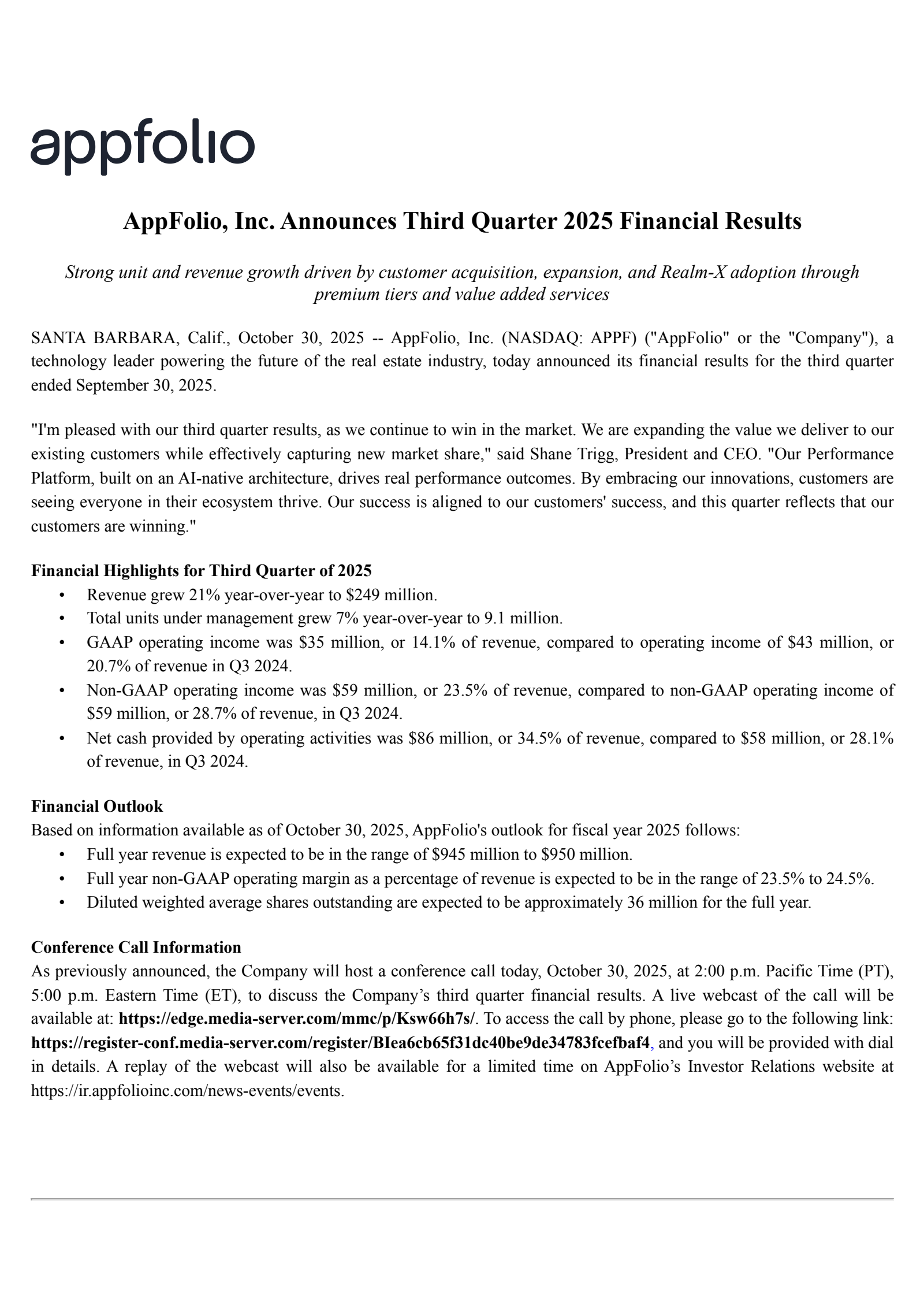 AppFolio's Q3 2025 Earnings Release