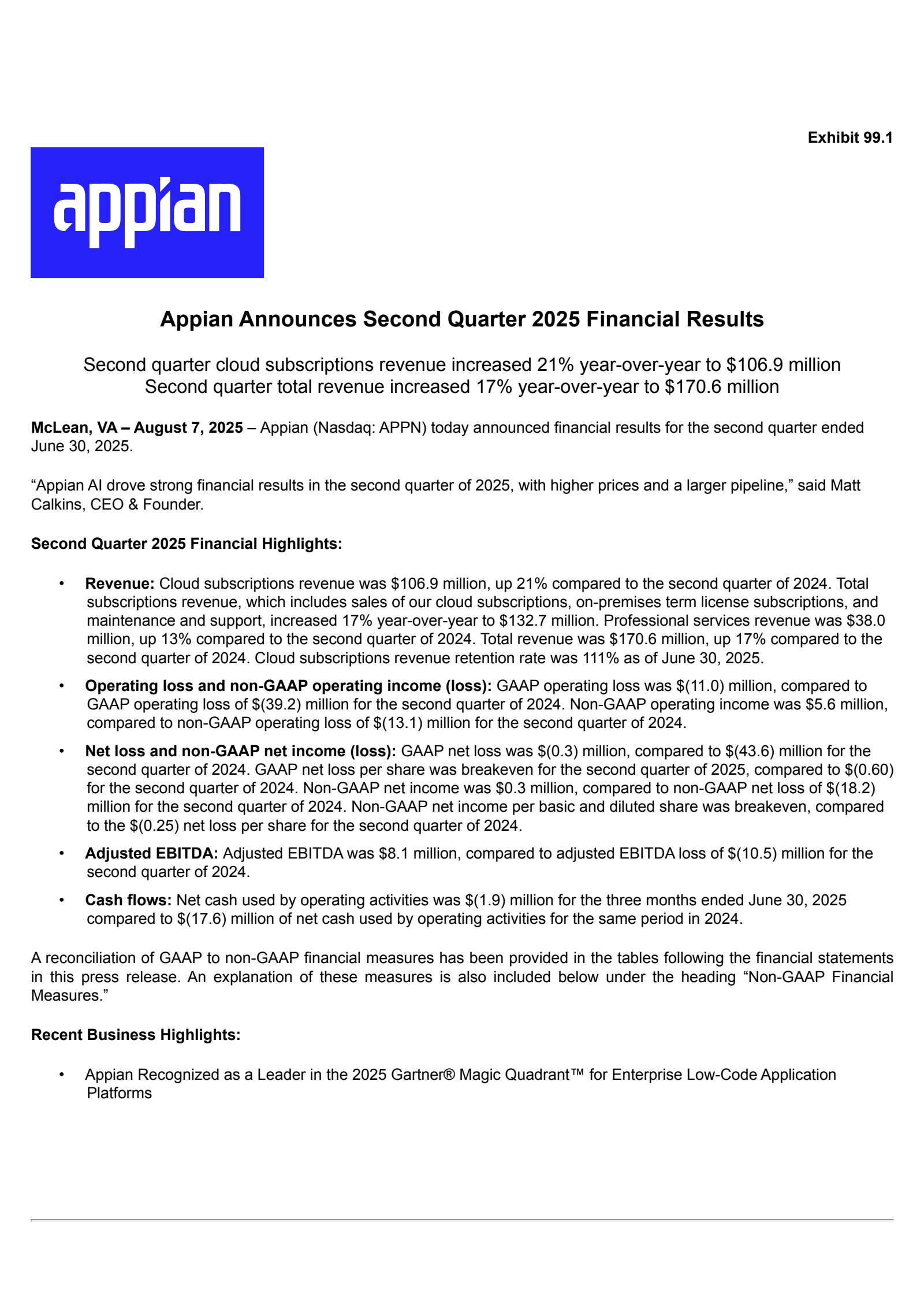 Appian's Q2 2025 Press Release