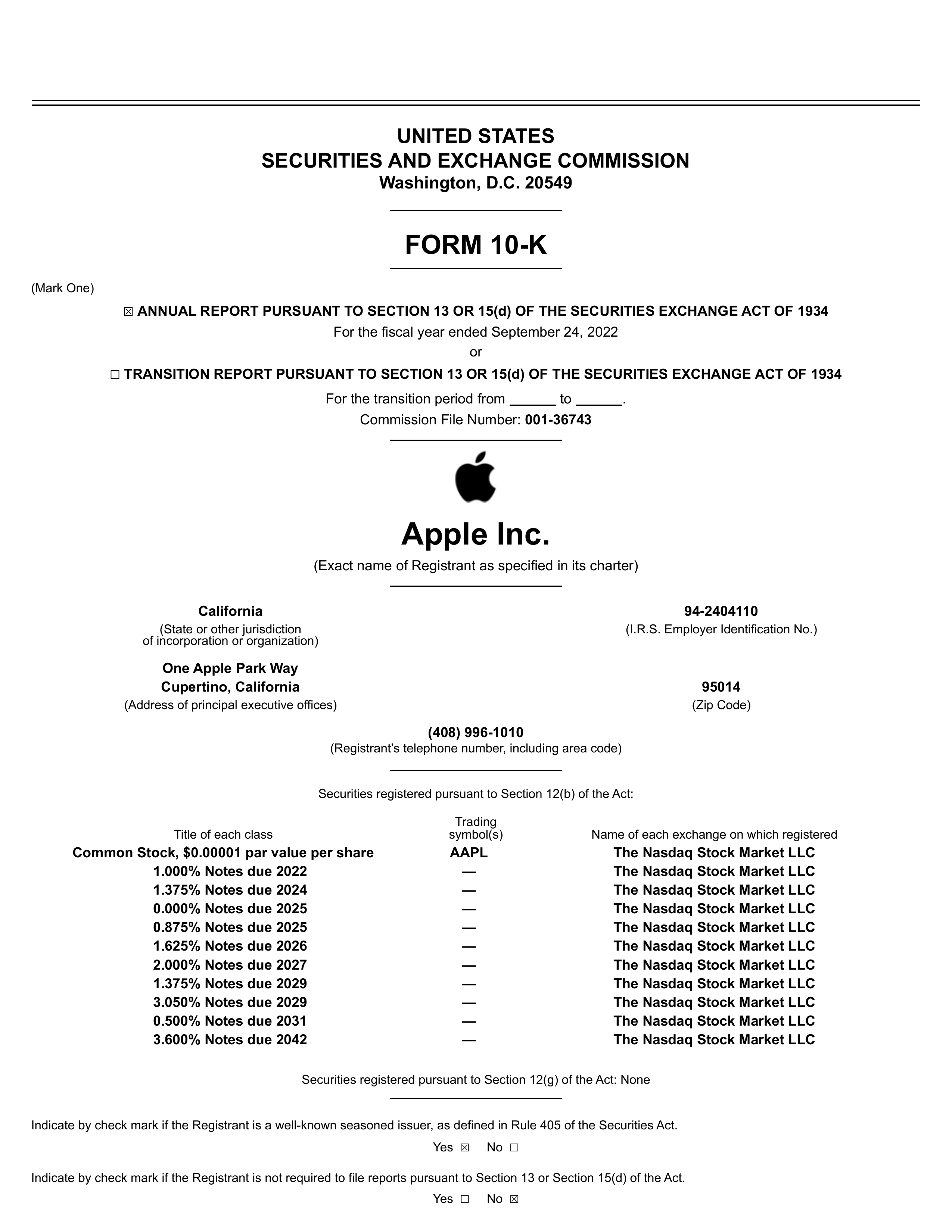 Apple's Q4 2022 Annual report