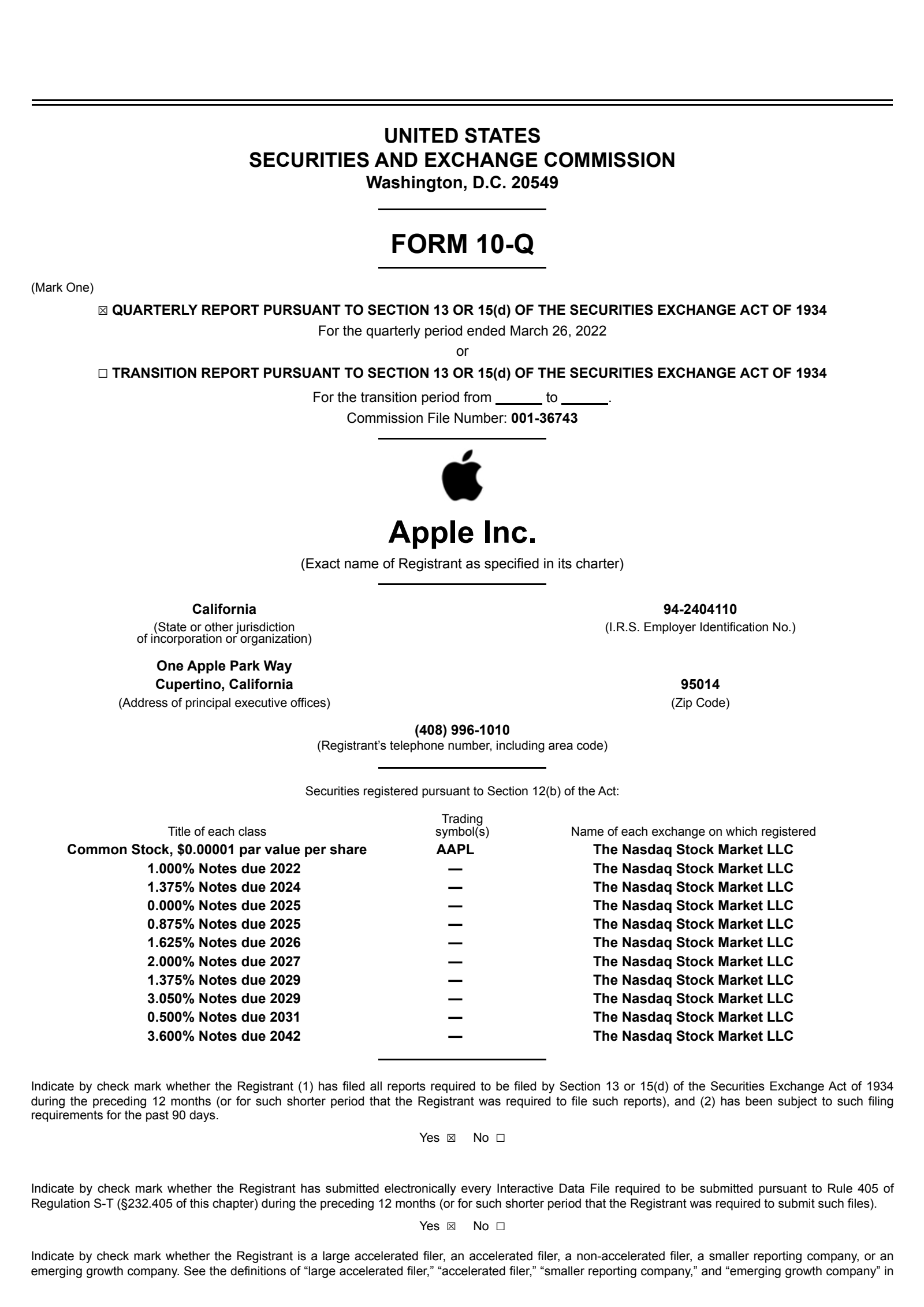 Apple's Q2 2022 Quarterly report
