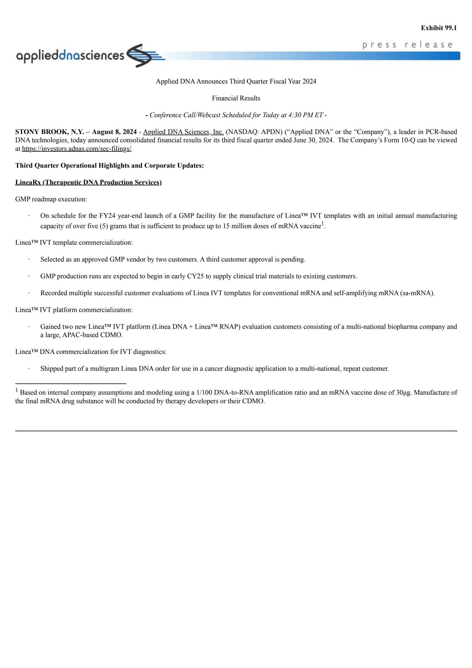 Apdn APDN Q3 2024 Earnings Report on 8/8/2024