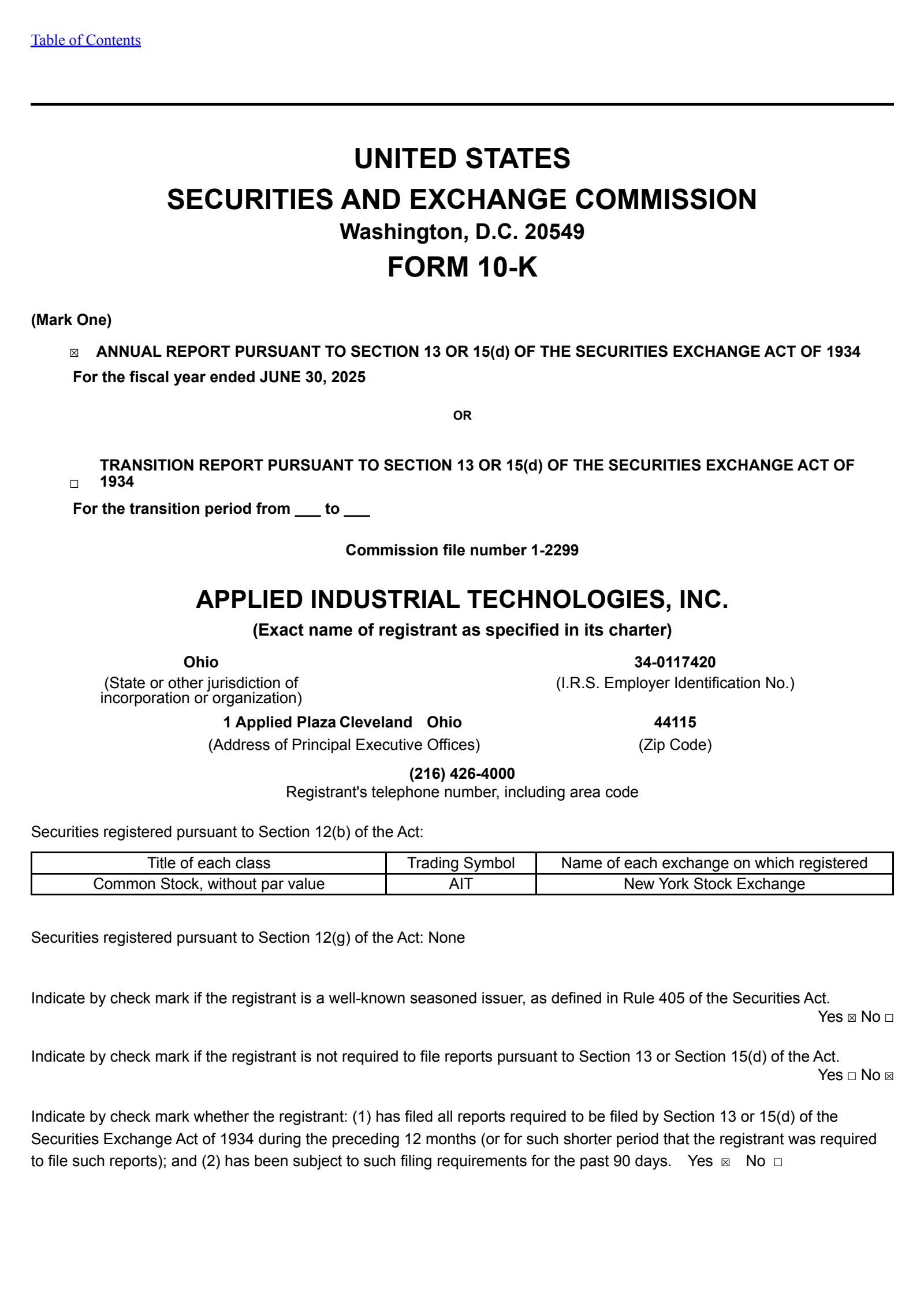 Applied Industrial Technologies' Q4 2025 Annual report