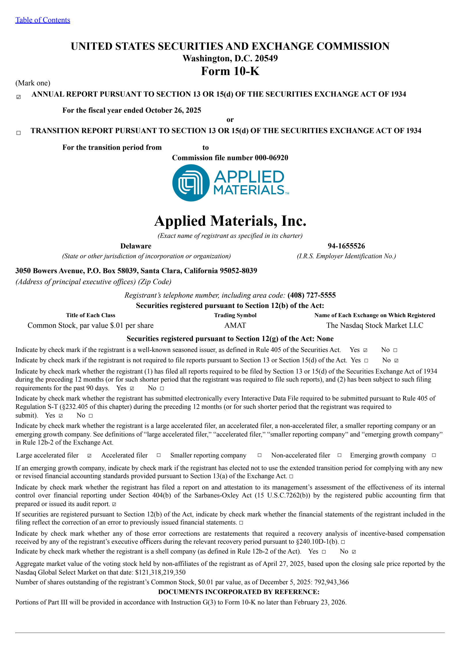 Applied Materials' Q4 2025 Annual Report
