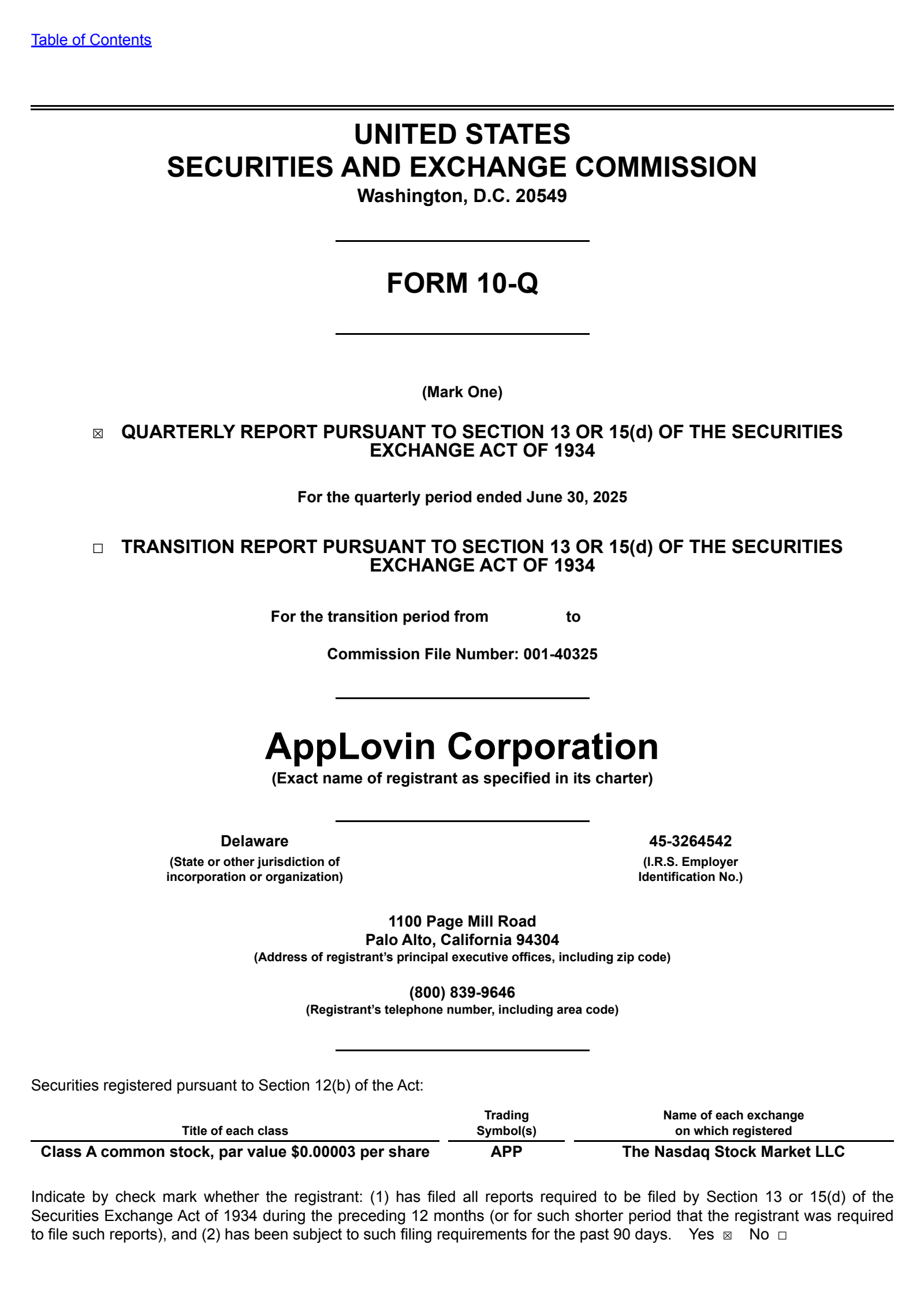 AppLovin's Q2 2025 Quarterly report