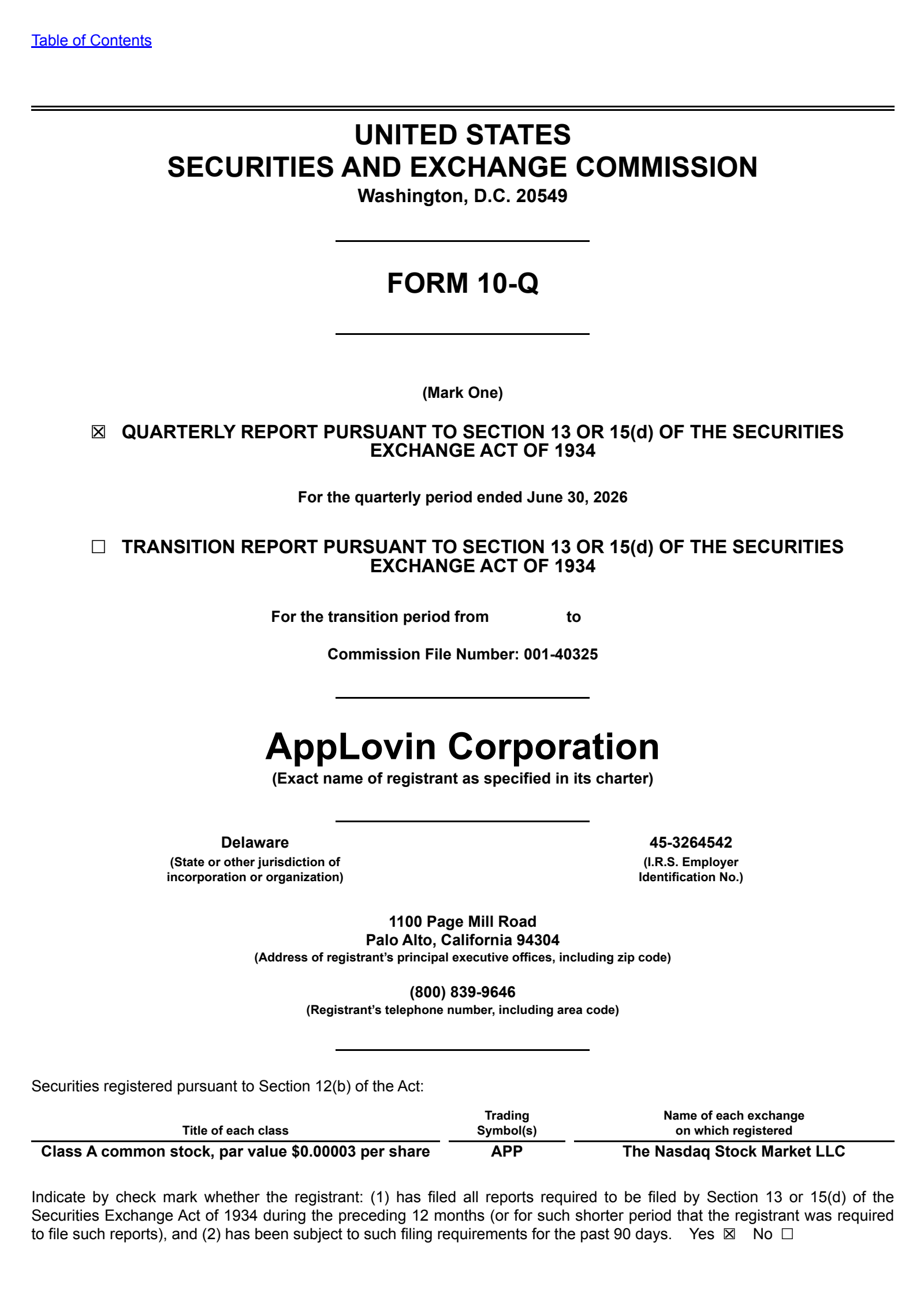 AppLovin's Q2 2026 Quarterly report