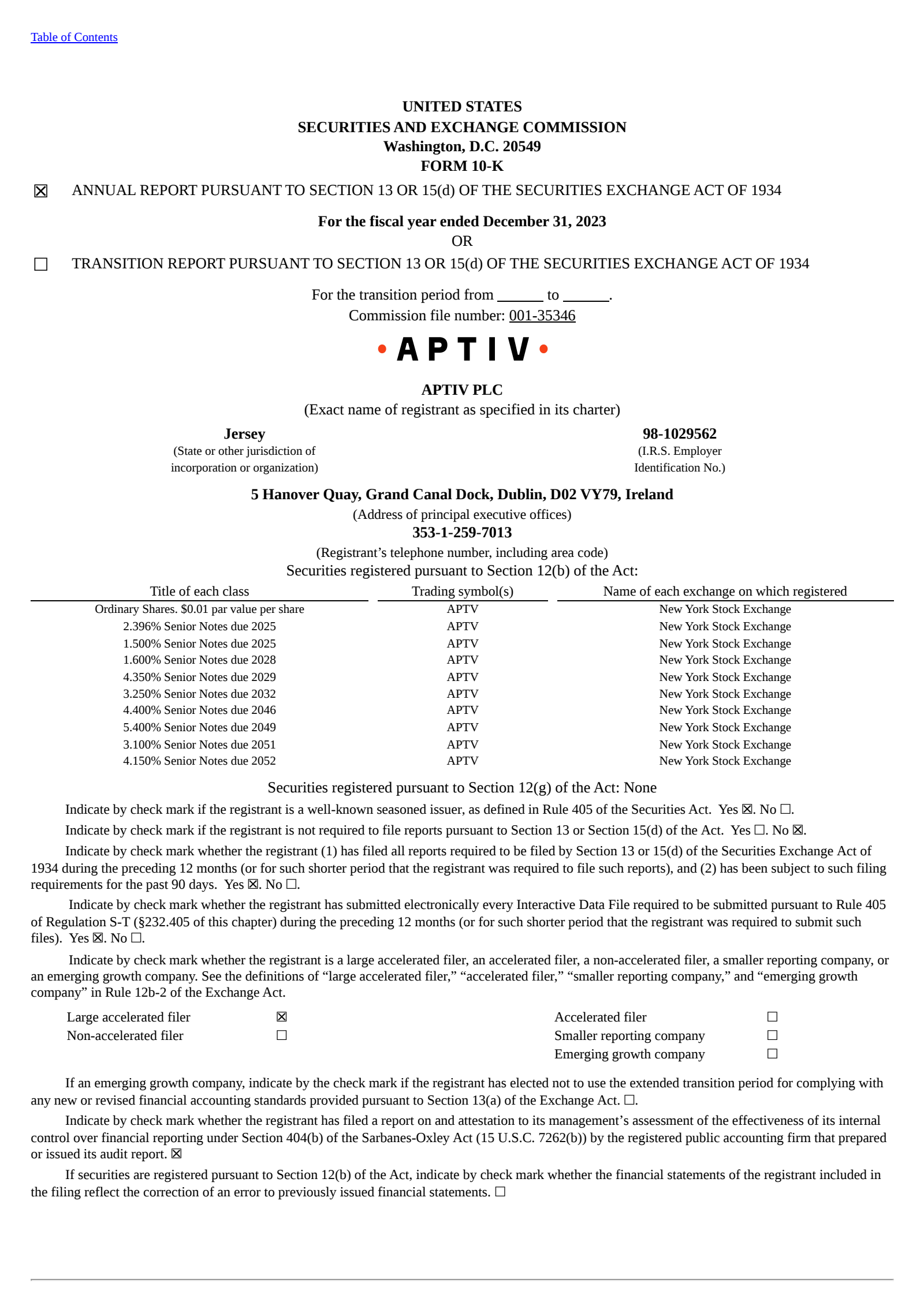 Aptiv's Q4 2023 Annual report