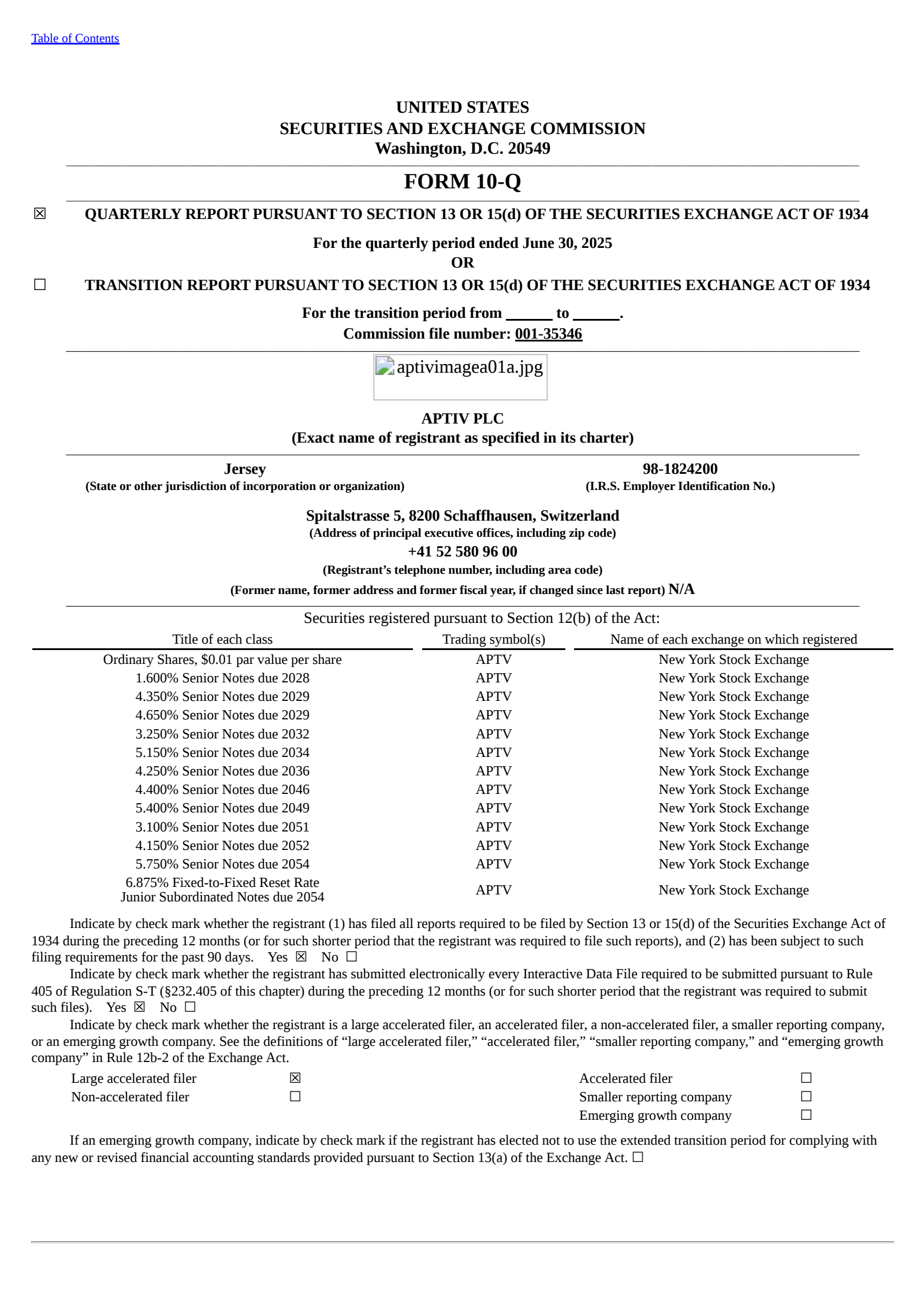 Aptiv's Q2 2025 Quarterly report