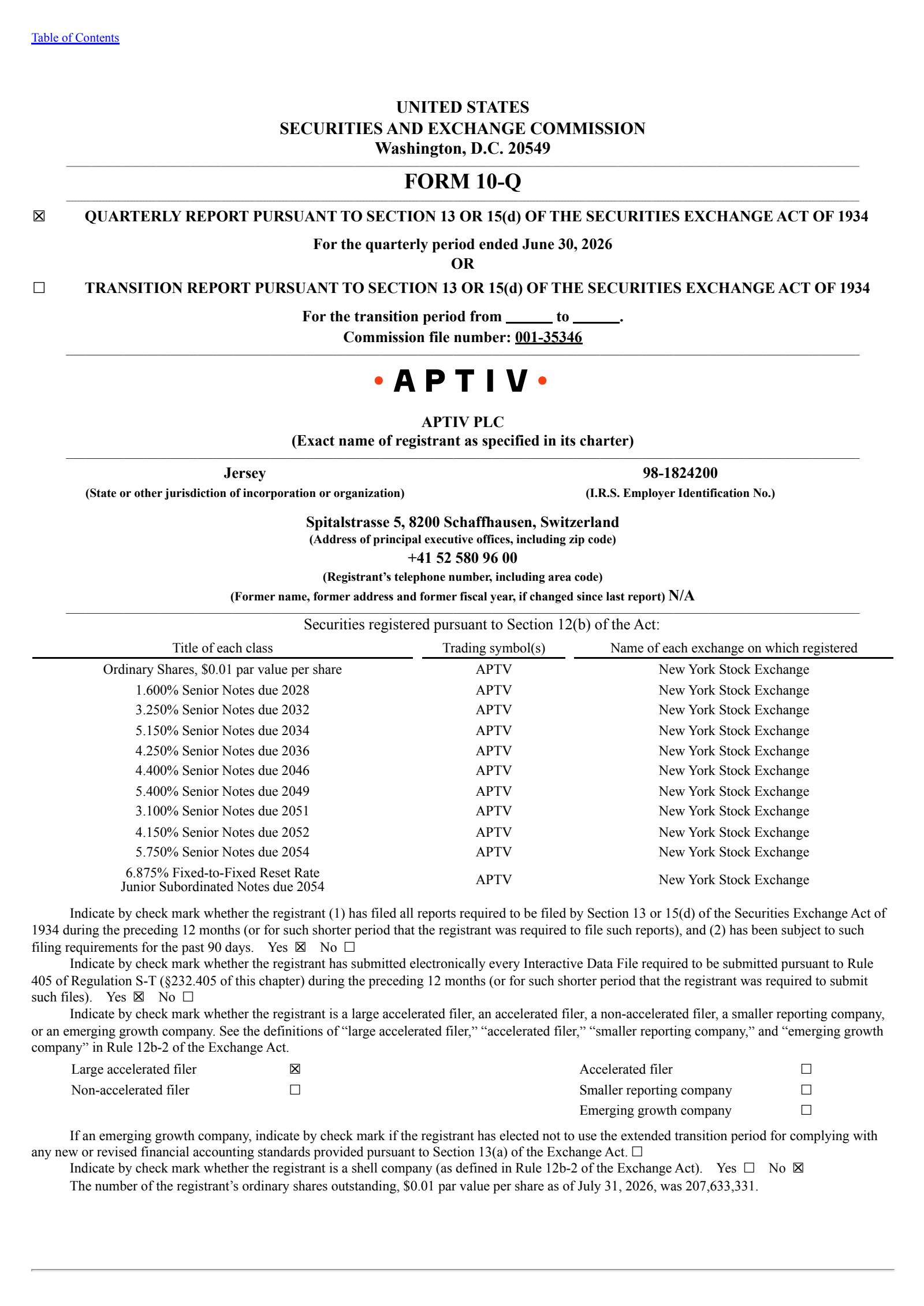 Aptiv's Q2 2026 Quarterly report