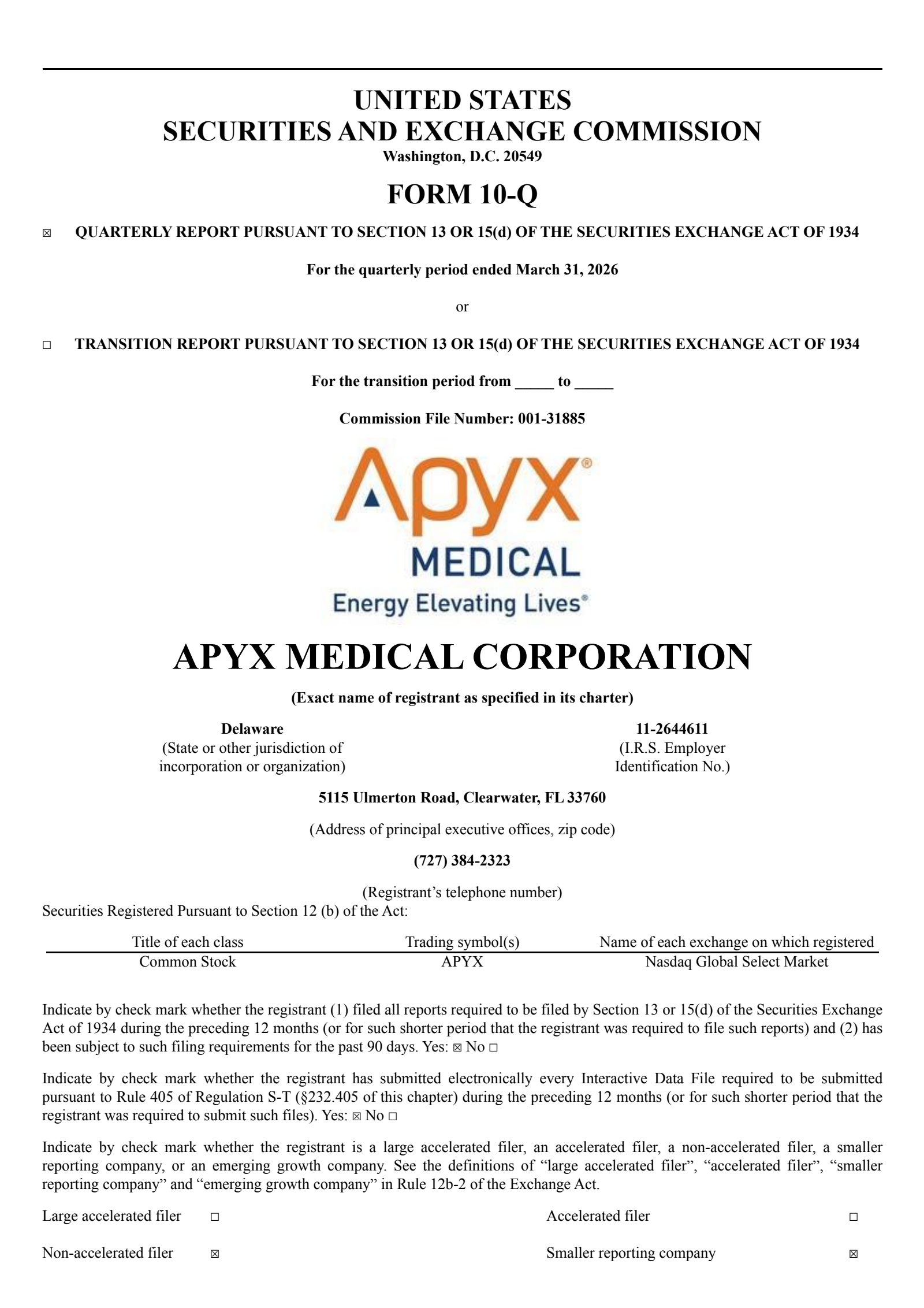 Apyx Medical's Q1 2026 Quarterly report