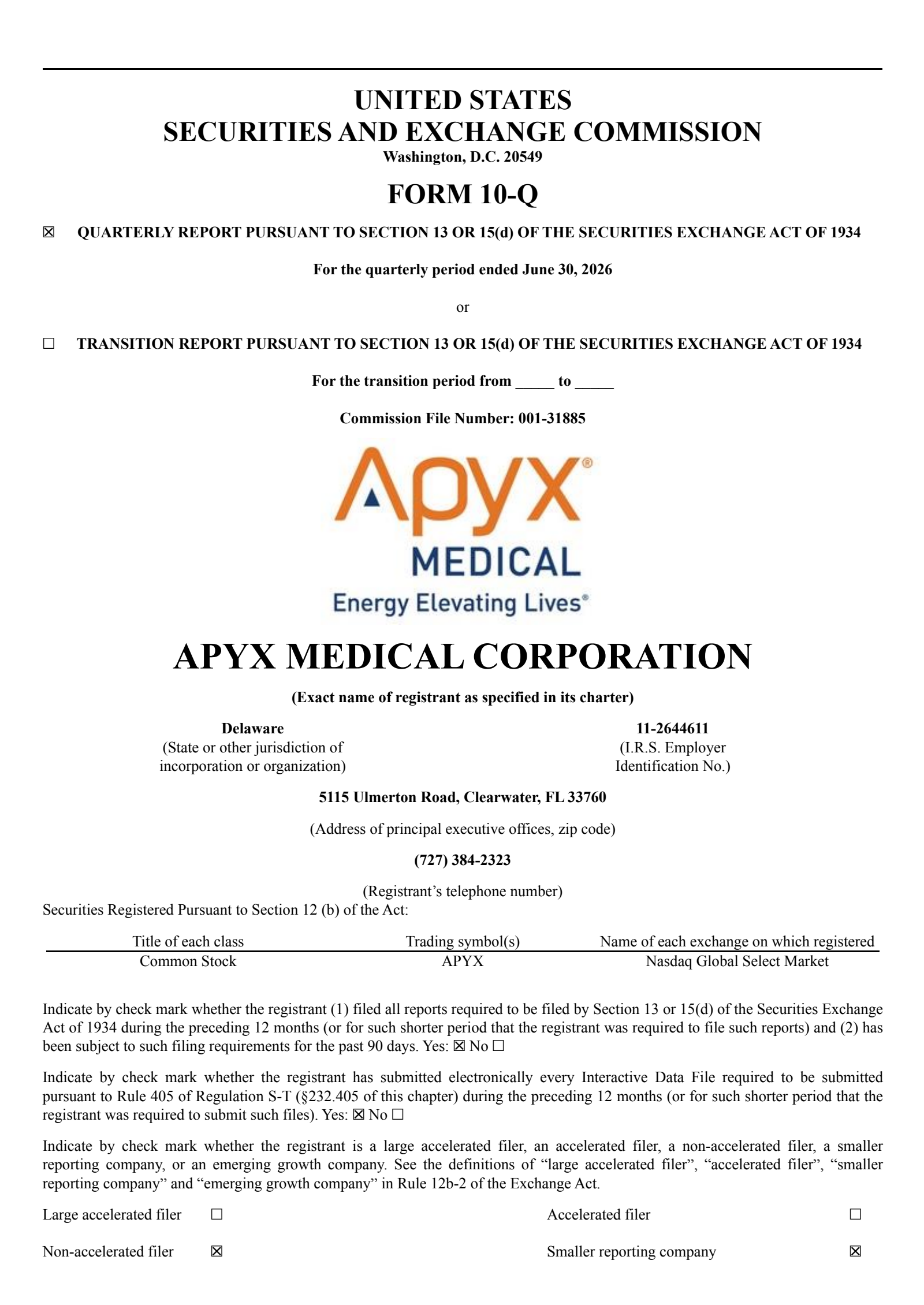 Apyx Medical's Q2 2026 Quarterly report
