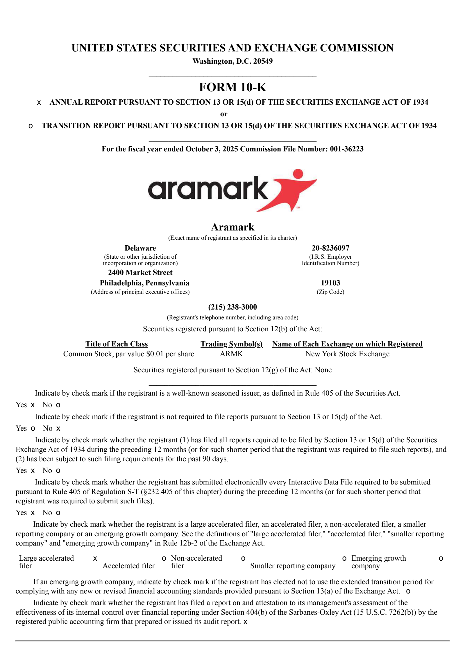 Aramark's Q4 2025 Annual Report