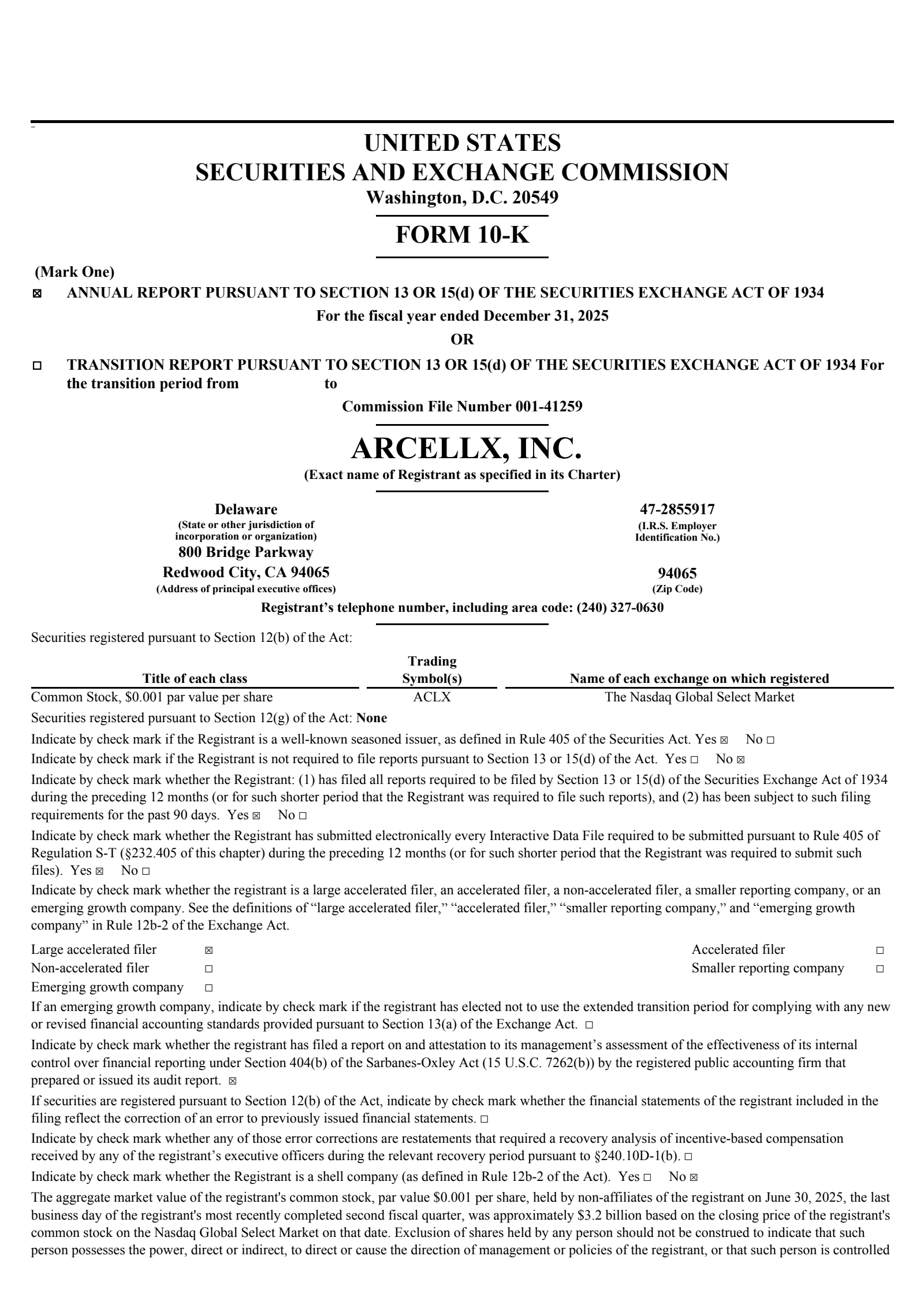 Arcellx's Q4 2025 Annual report