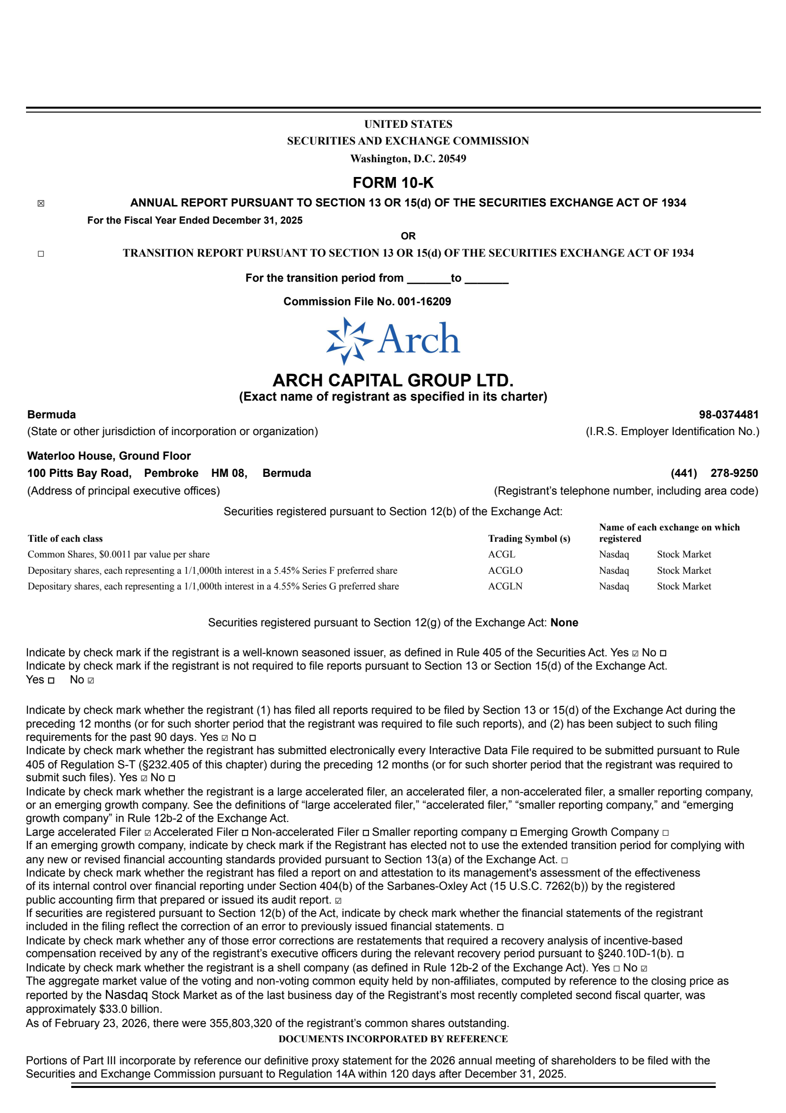Arch Capital Group's Q4 2025 Annual report