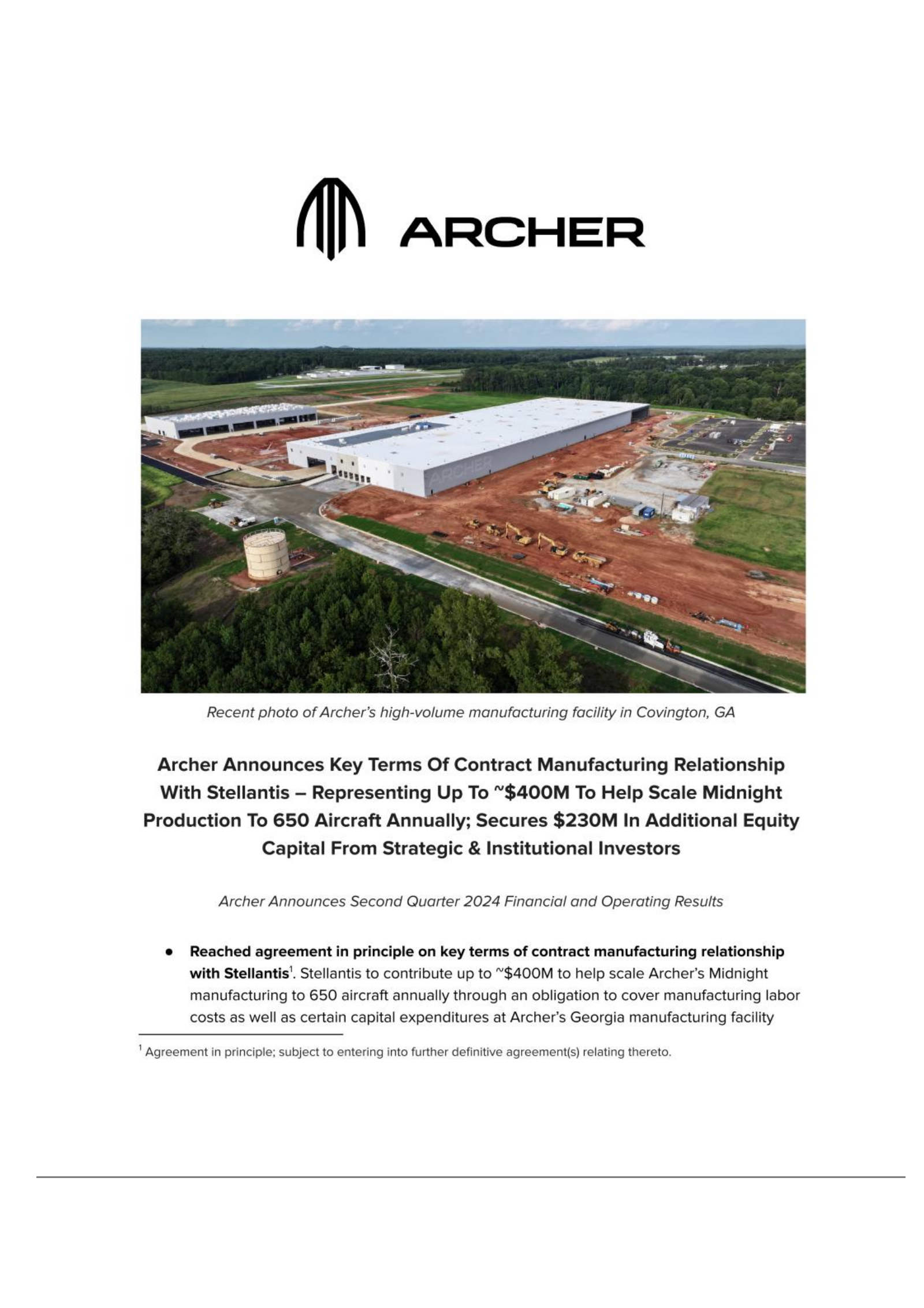 Archer Aviation's Q2 2024 Earnings Release