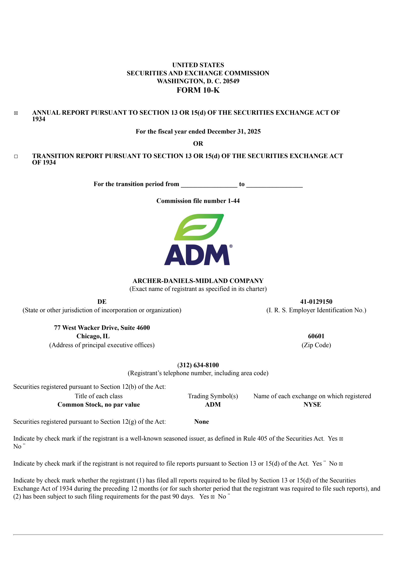 Archer Daniels Midland's Q4 2025 Annual report
