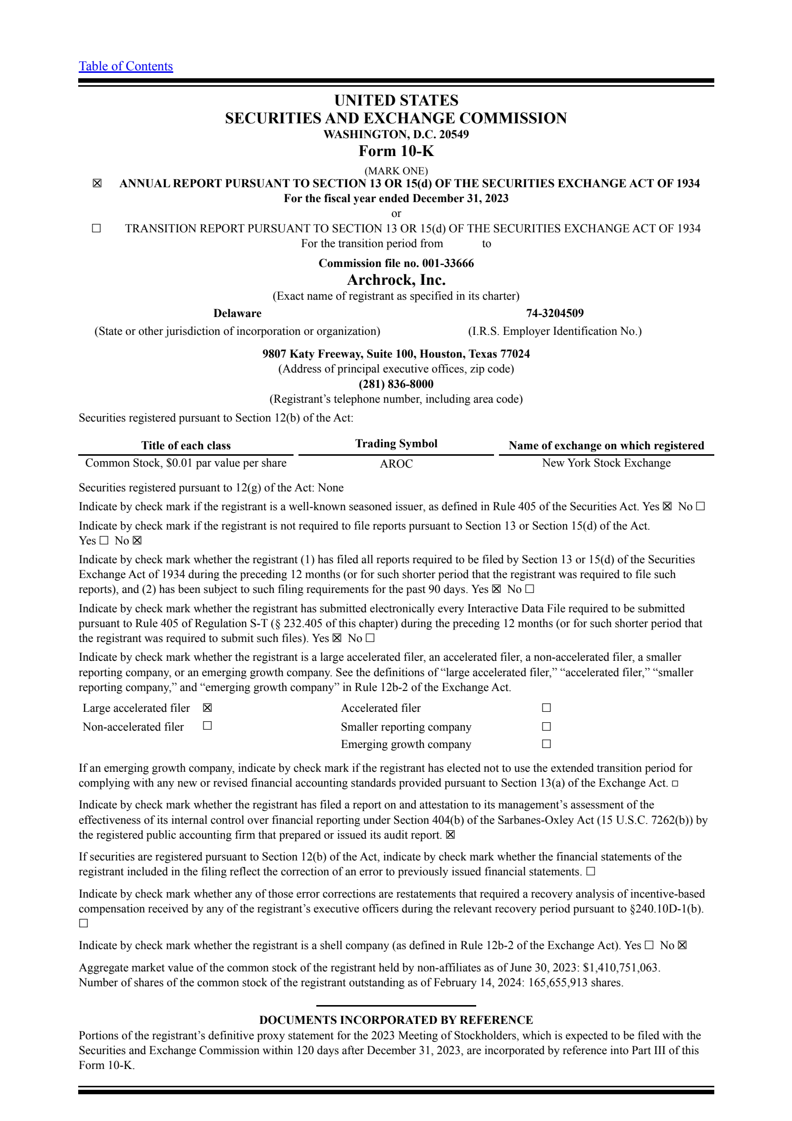 Archrock's Q4 2023 Annual report