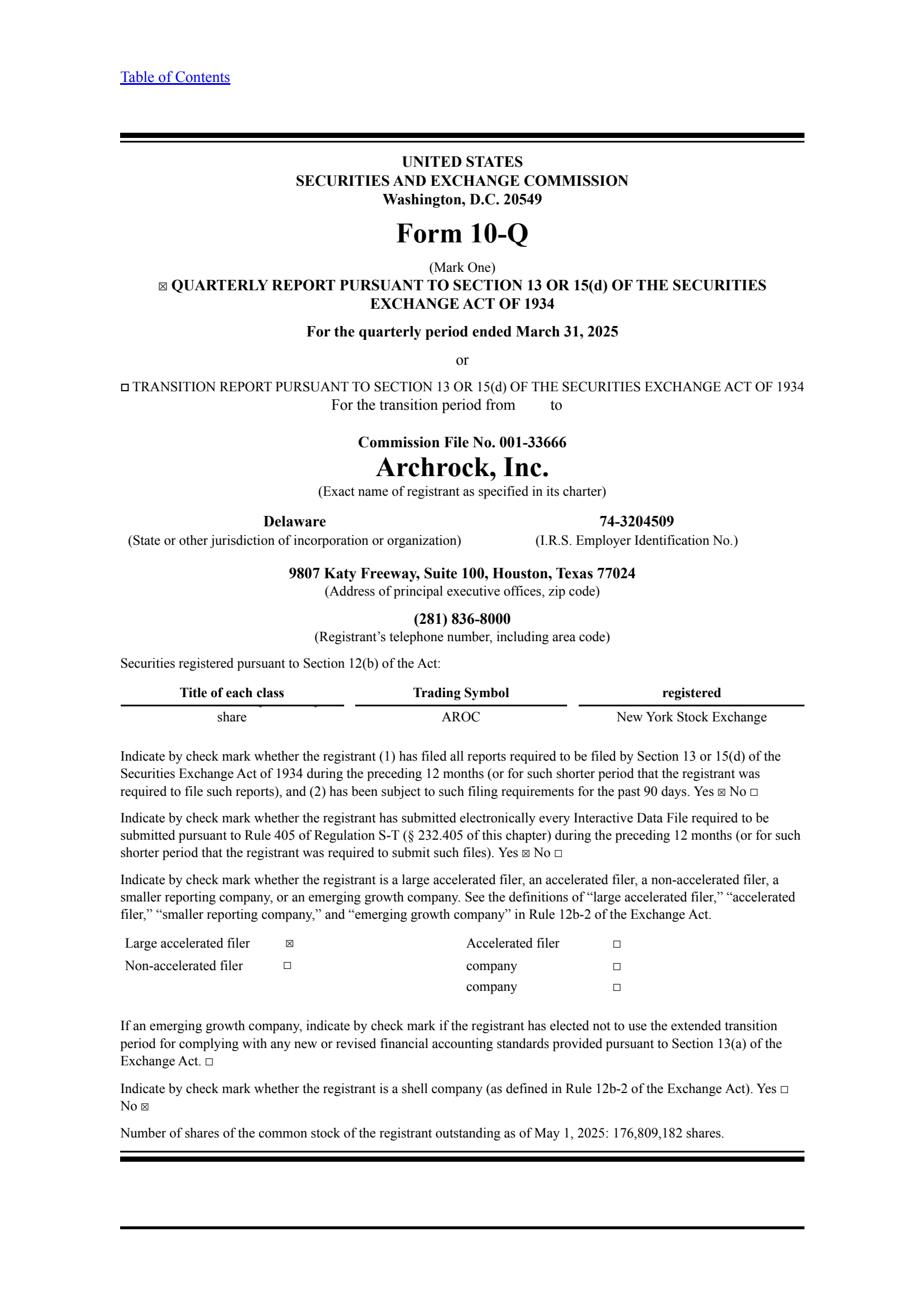 Archrock's Q1 2025 Quarterly report